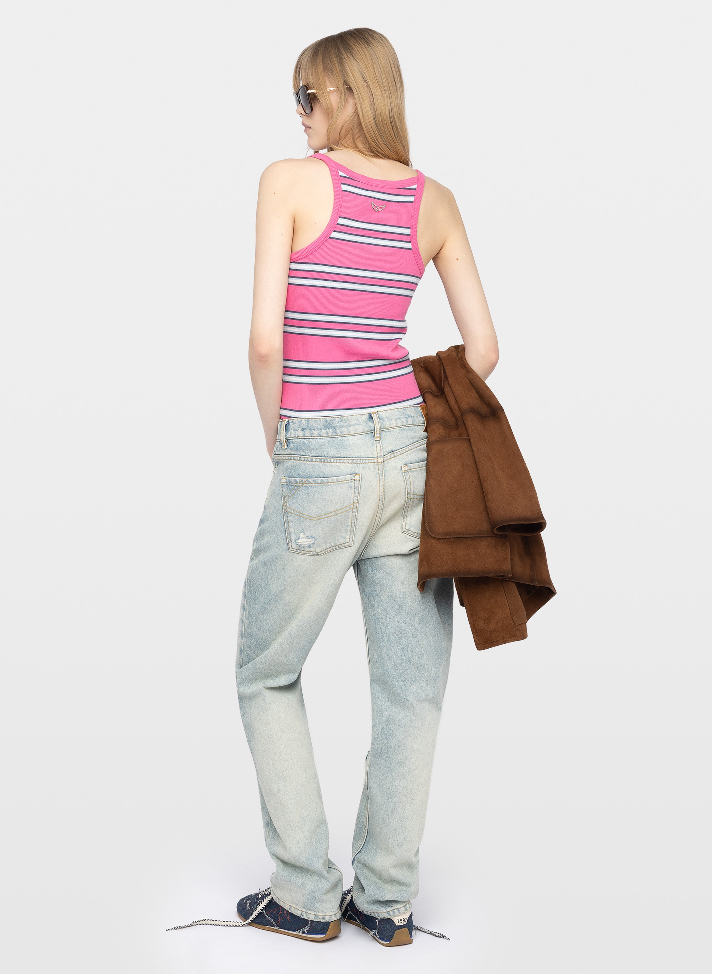Fitted Striped Cotton Tank Top ZADIG&VOLTAIRE Pink
