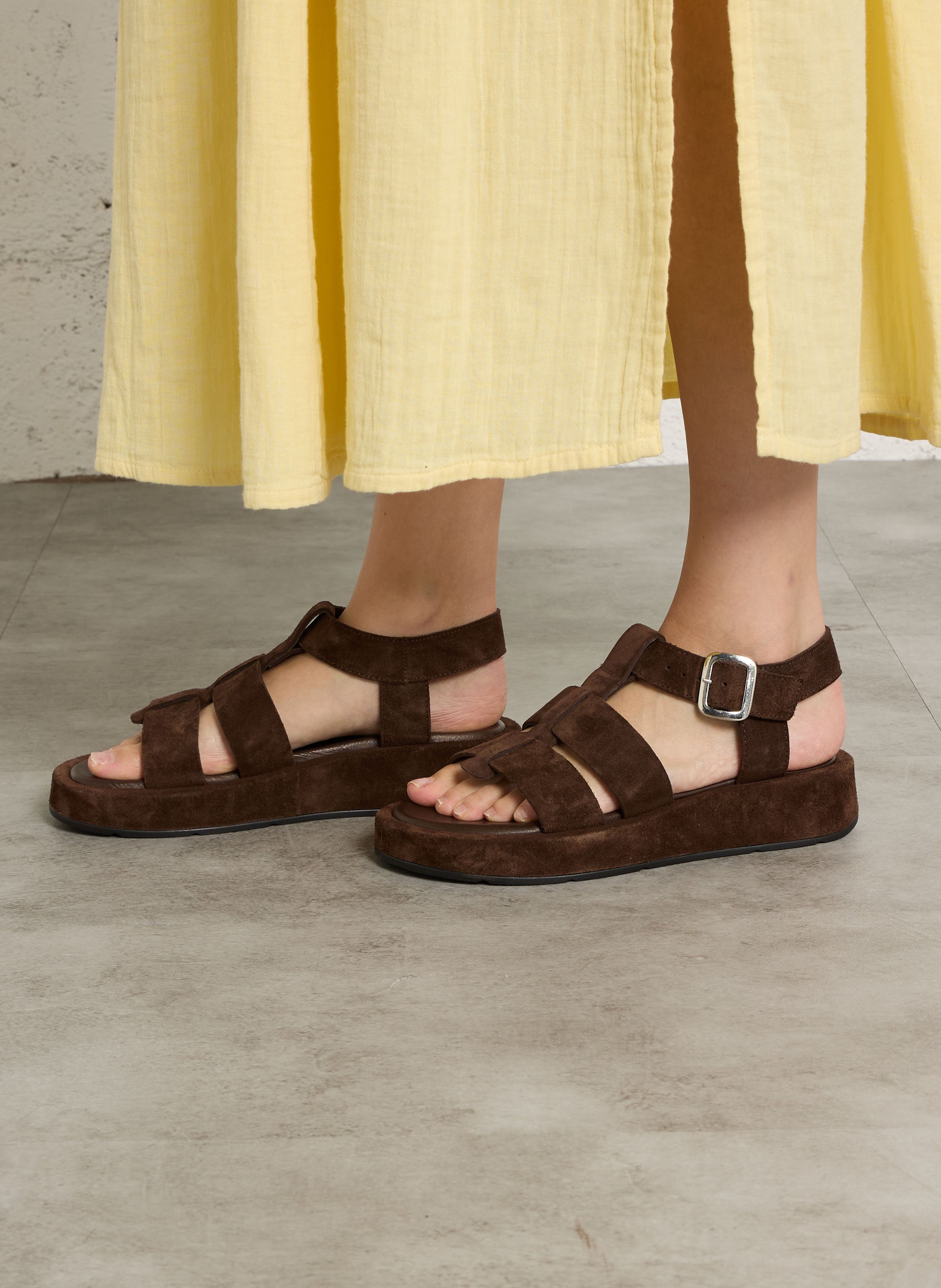 Sandales à plateforme en cuir MELLOW YELLOW Marron