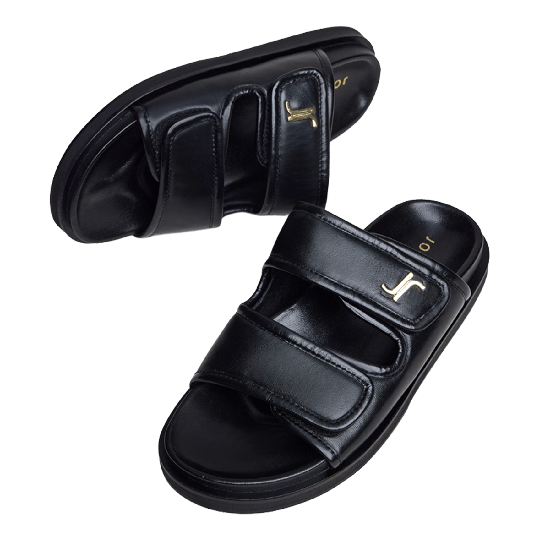 Sandales plates en cuir JONAK Noir