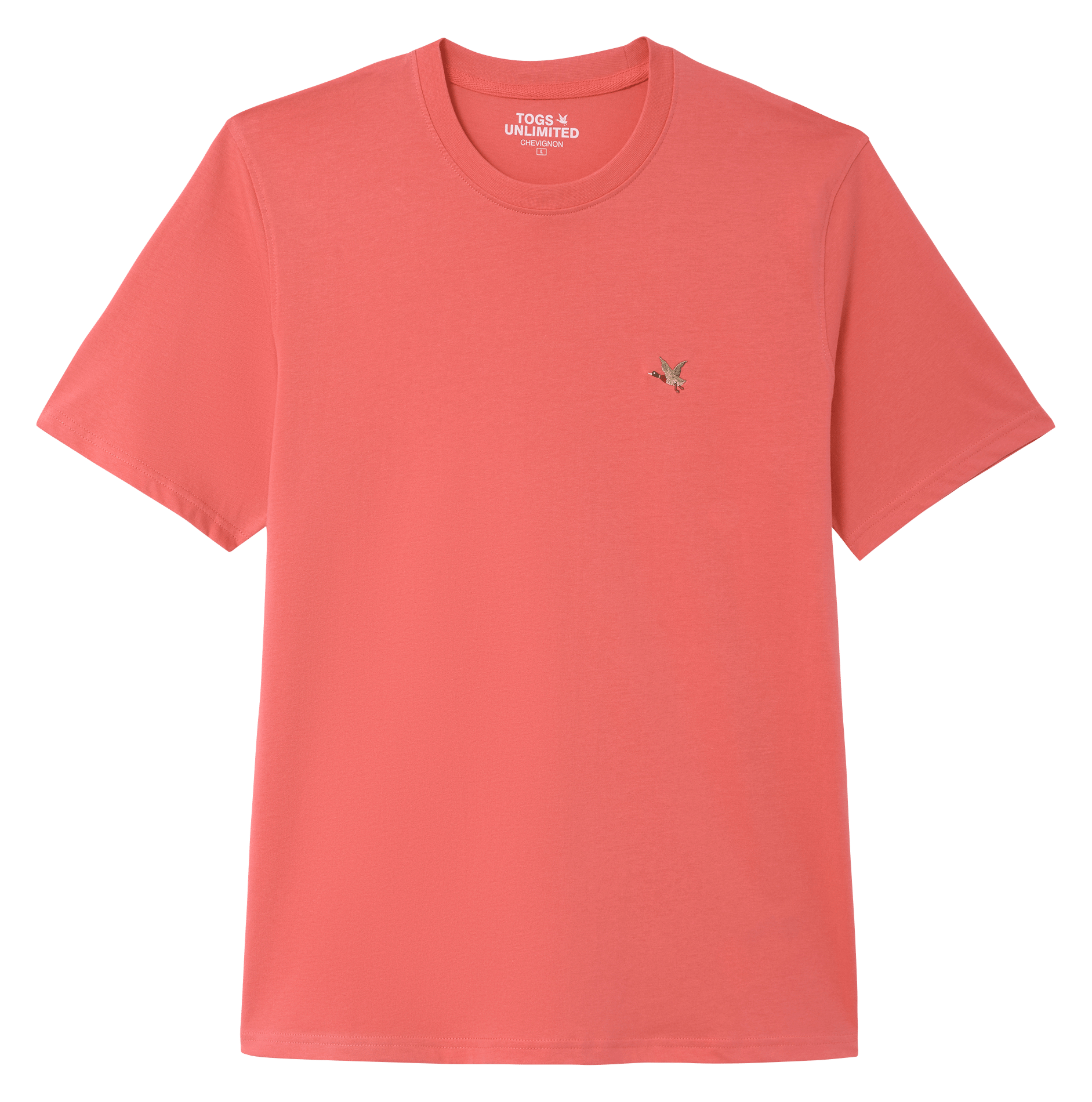 Tee-shirt droit col rond uni à logo brodé CHEVIGNON