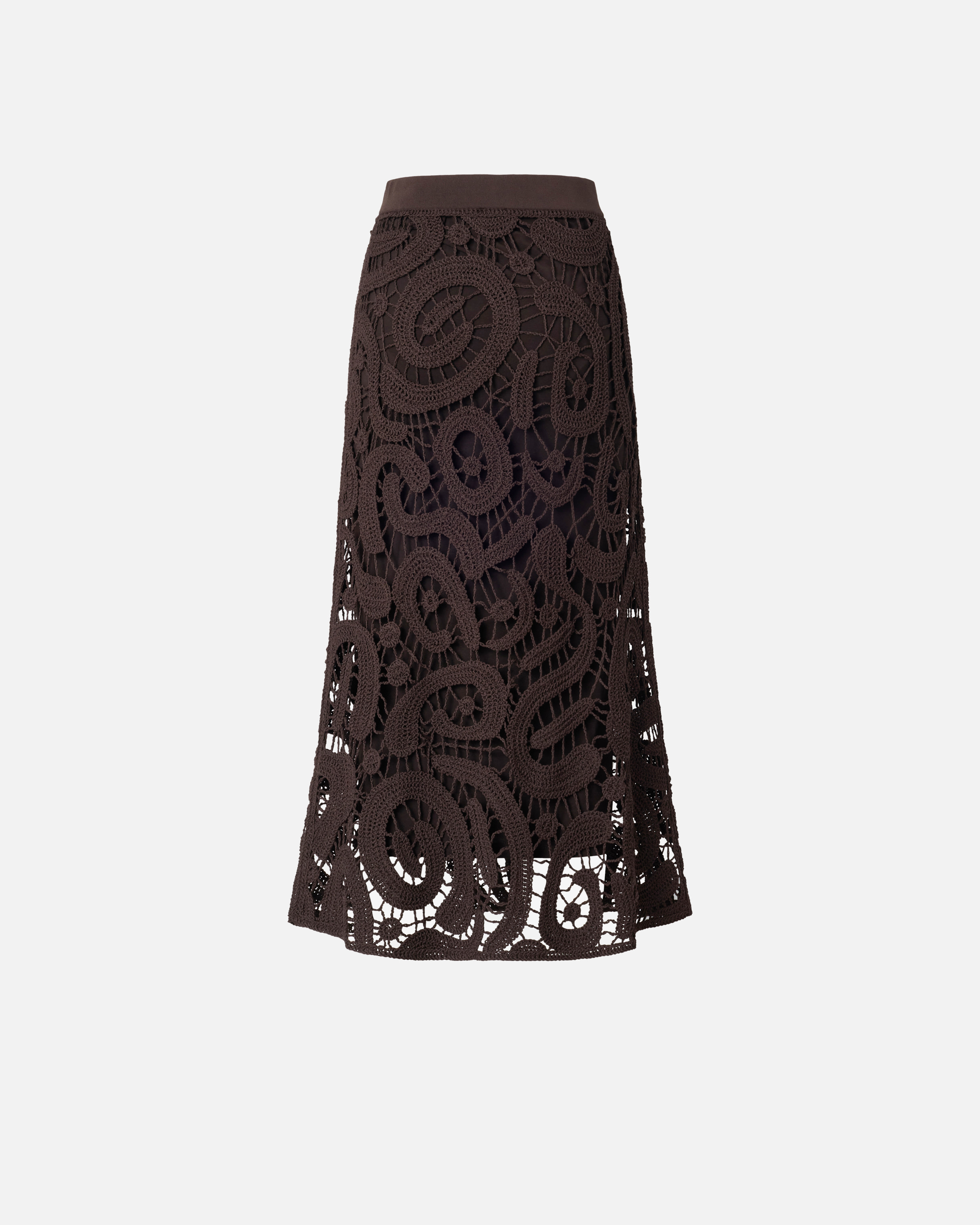 Jupe midi en crochet à motif géométrique PINKO Marron