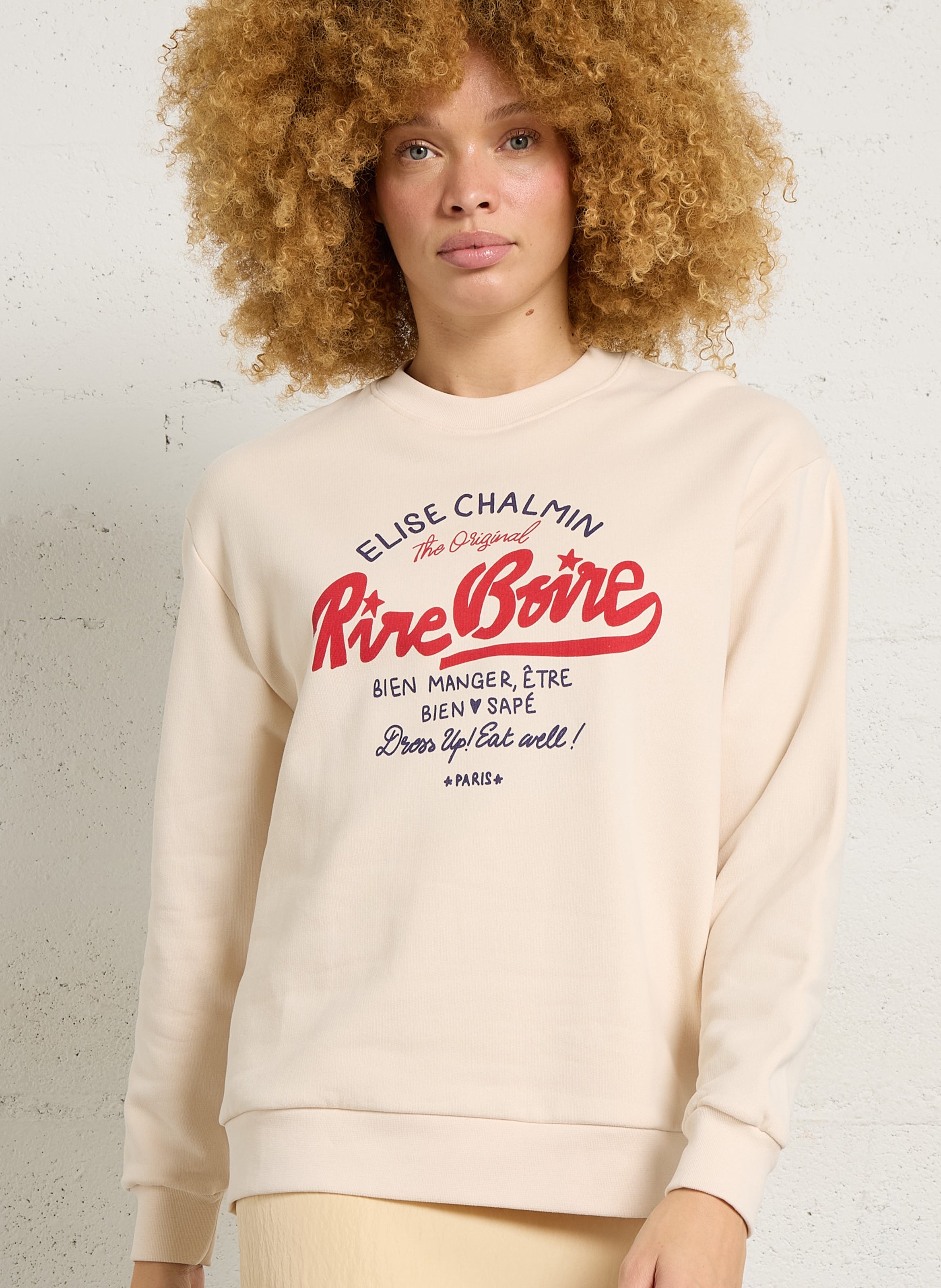 Sweat col rond en coton ELISE CHALMIN Blanc