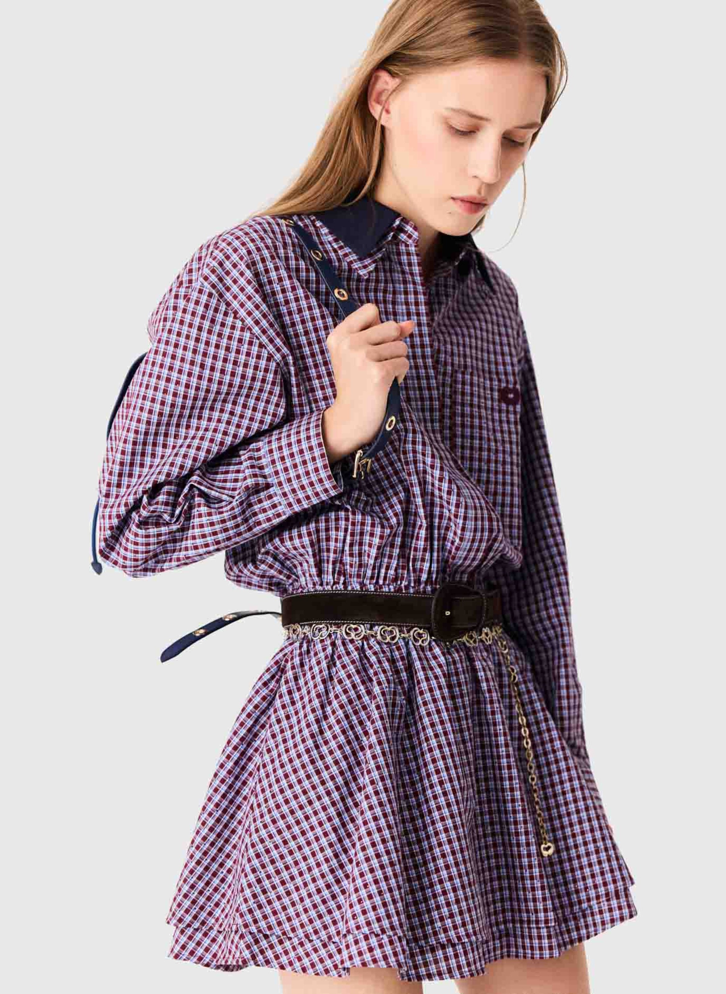Robe courte en coton MAJE Rouge