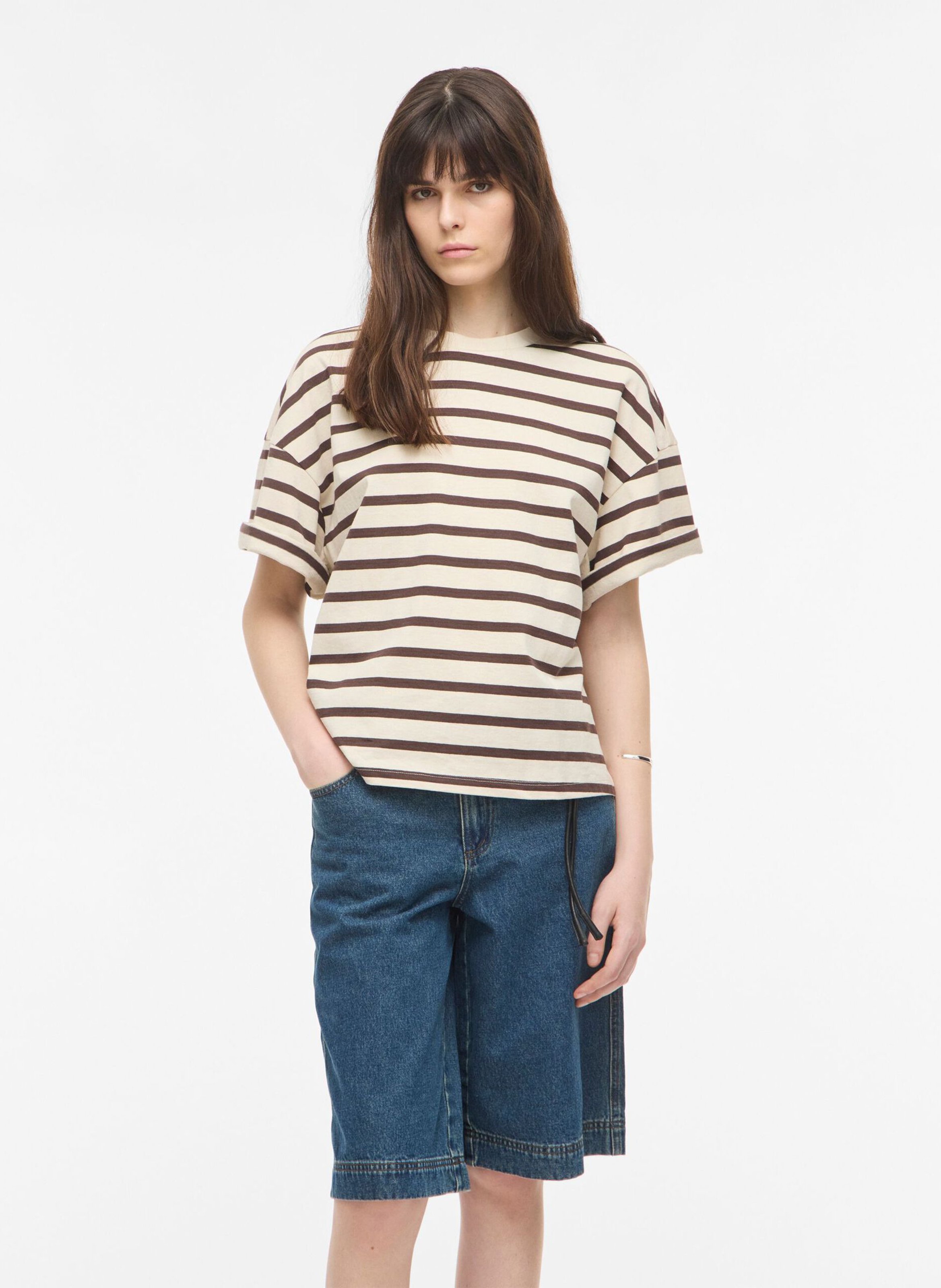 Oversize T-Shirt mit Rundhalsausschnitt aus Bio-Baumwolle ROUGE EDIT Beige