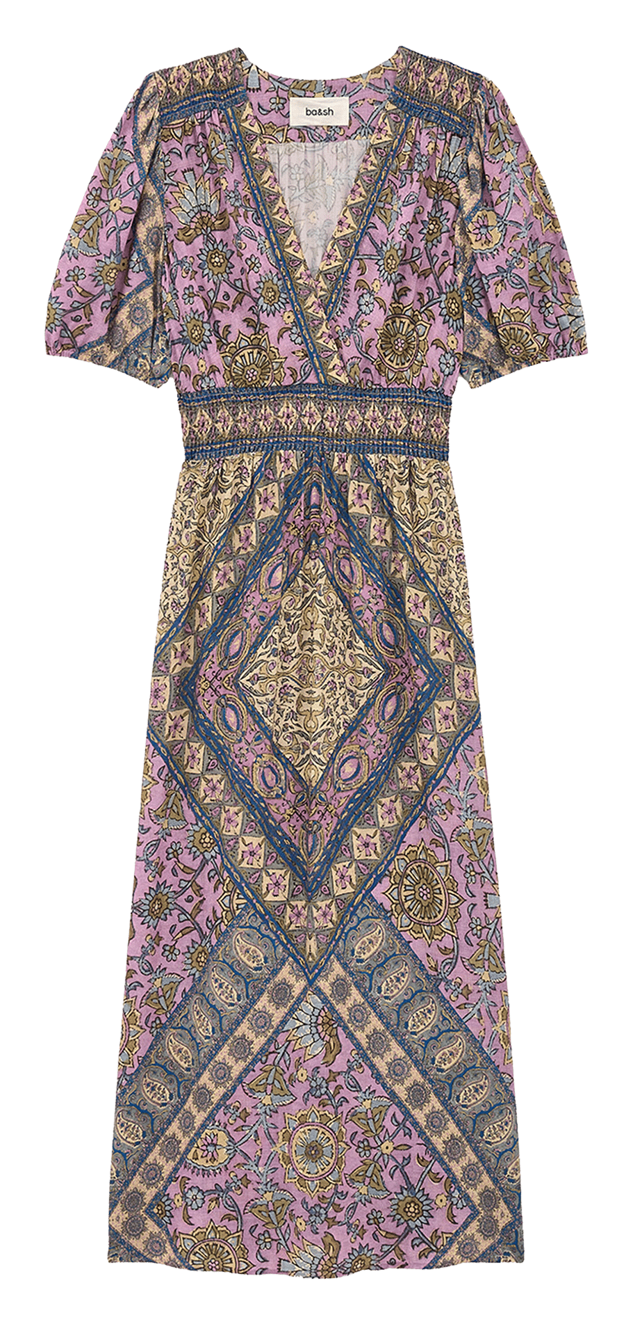 Lange jurk met V-hals en print BA&SH Violet