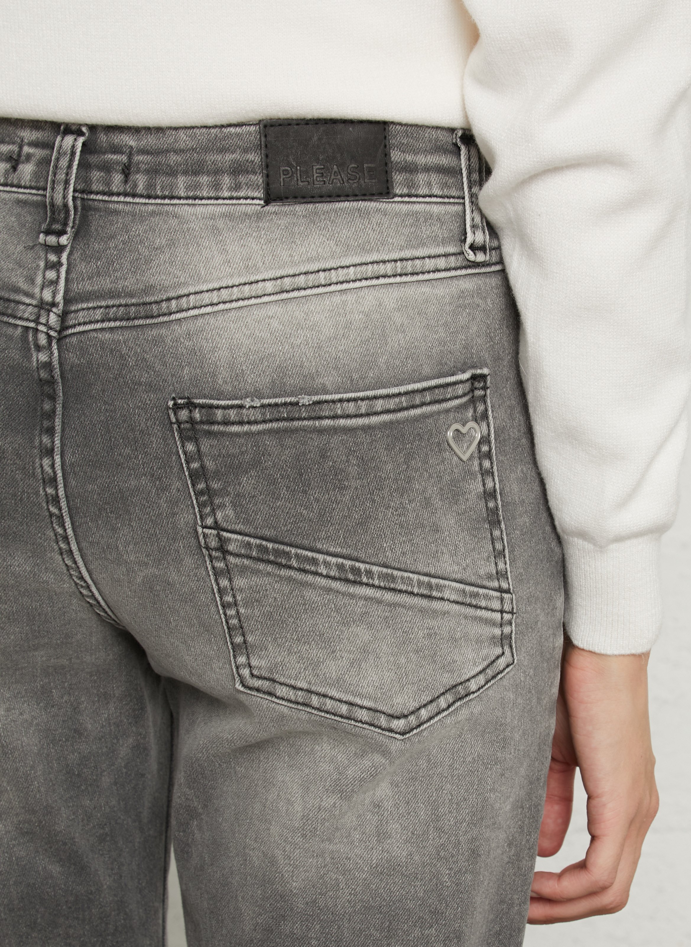 Straight-leg jeans with wide cuffs in a cotton blend PLEASE Black