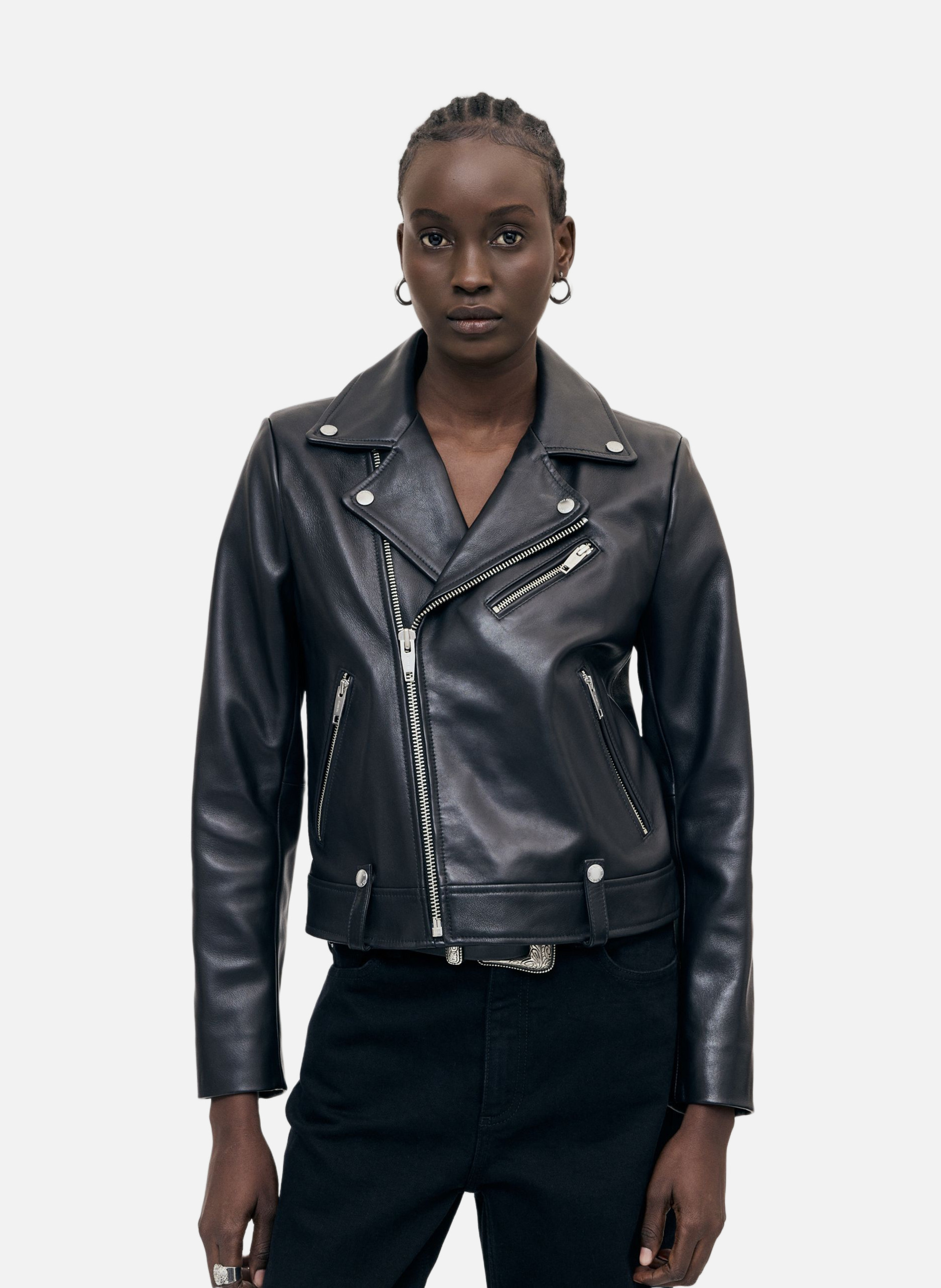 Leather biker jacket THE KOOPLES Black