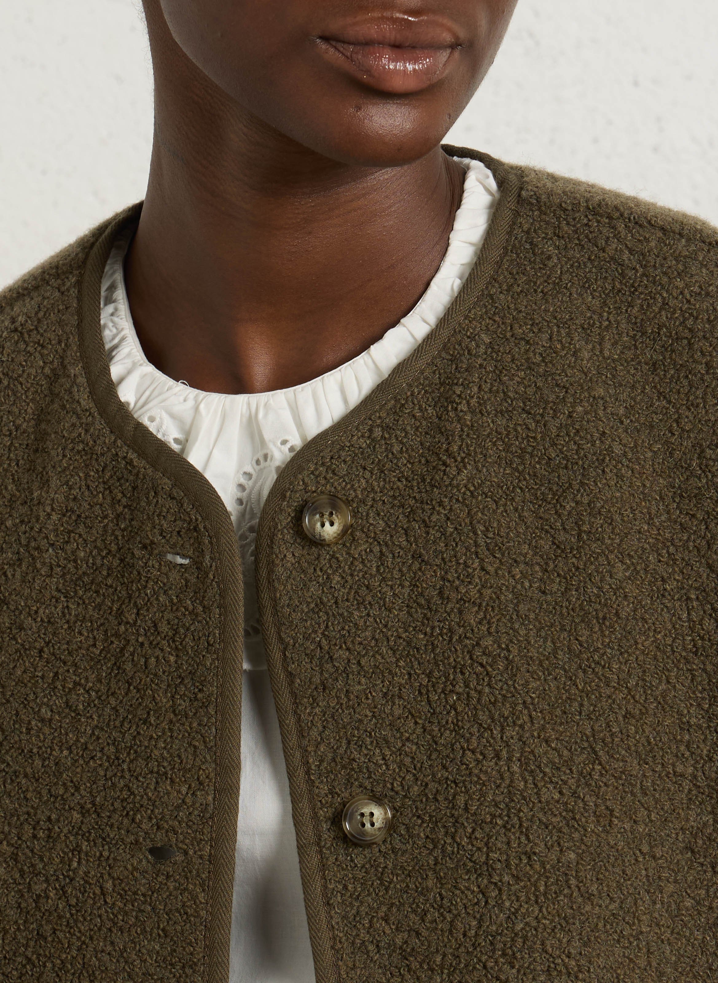 Oversized jasje van wolmix  DES PETITS HAUTS Groen