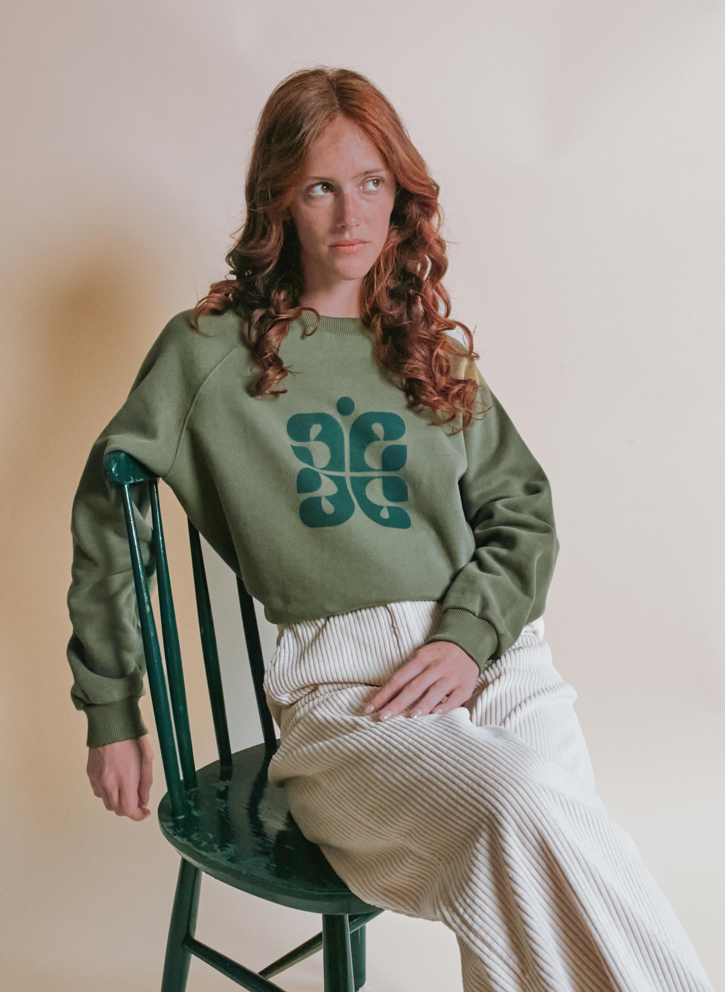 Round-neck organic cotton sweatshirt EMILE ET IDA Green