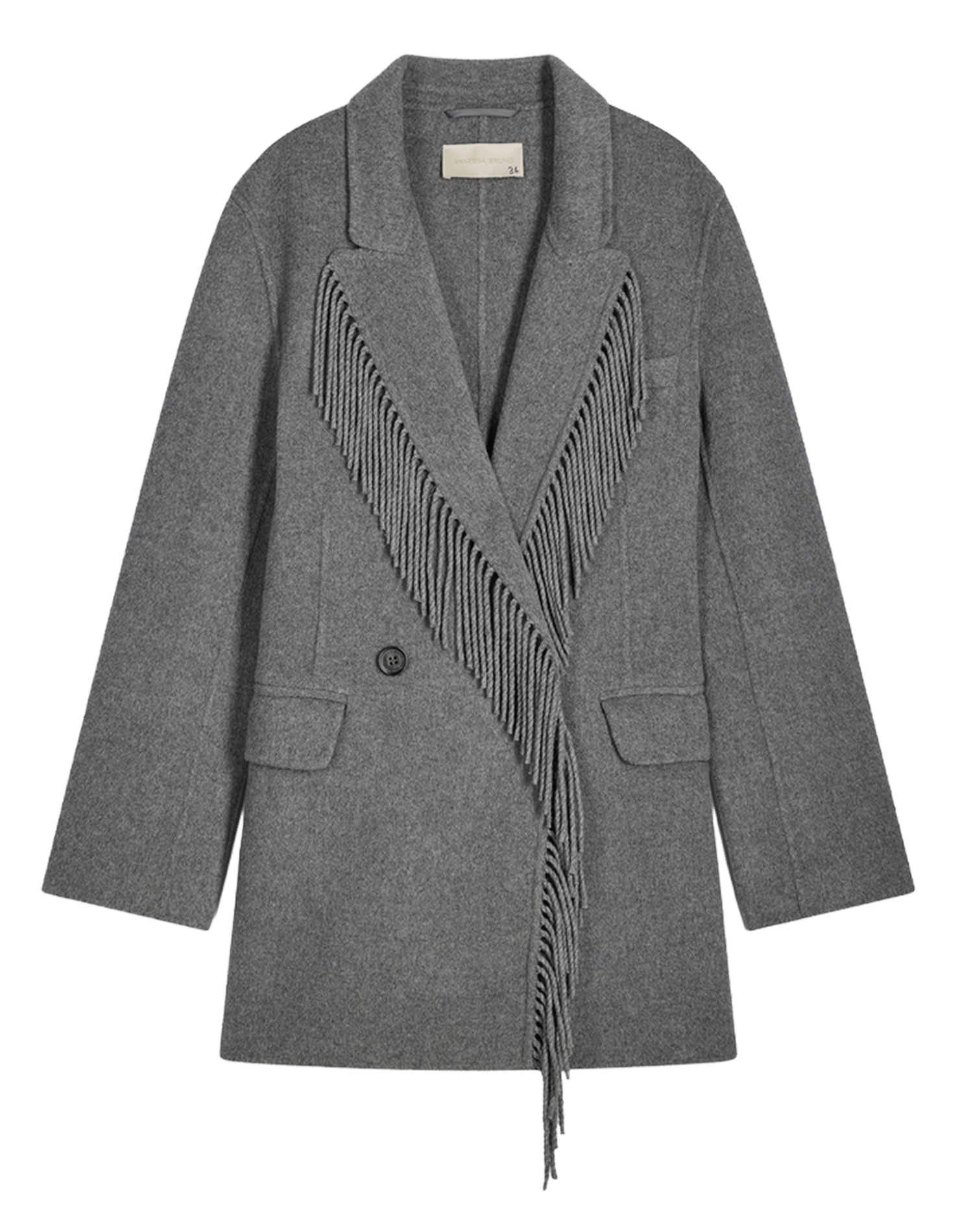 Tailored wool blend blazer with fringes VANESSA BRUNO Grey