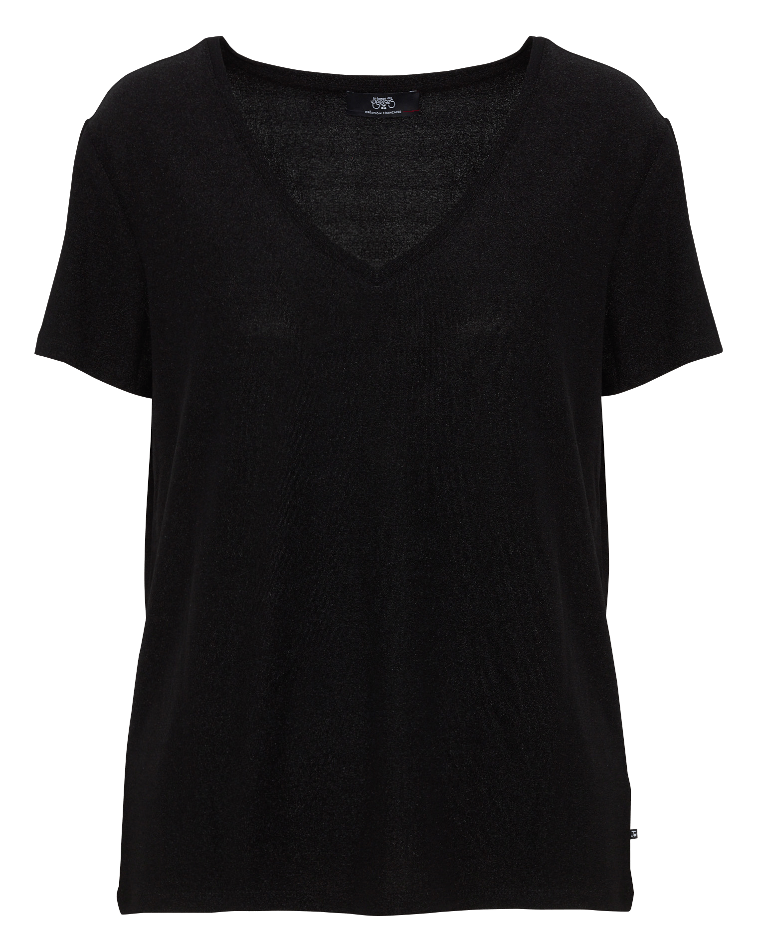 Tee-shirt ample à manches courtes à col v LE TEMPS DES CERISES Noir