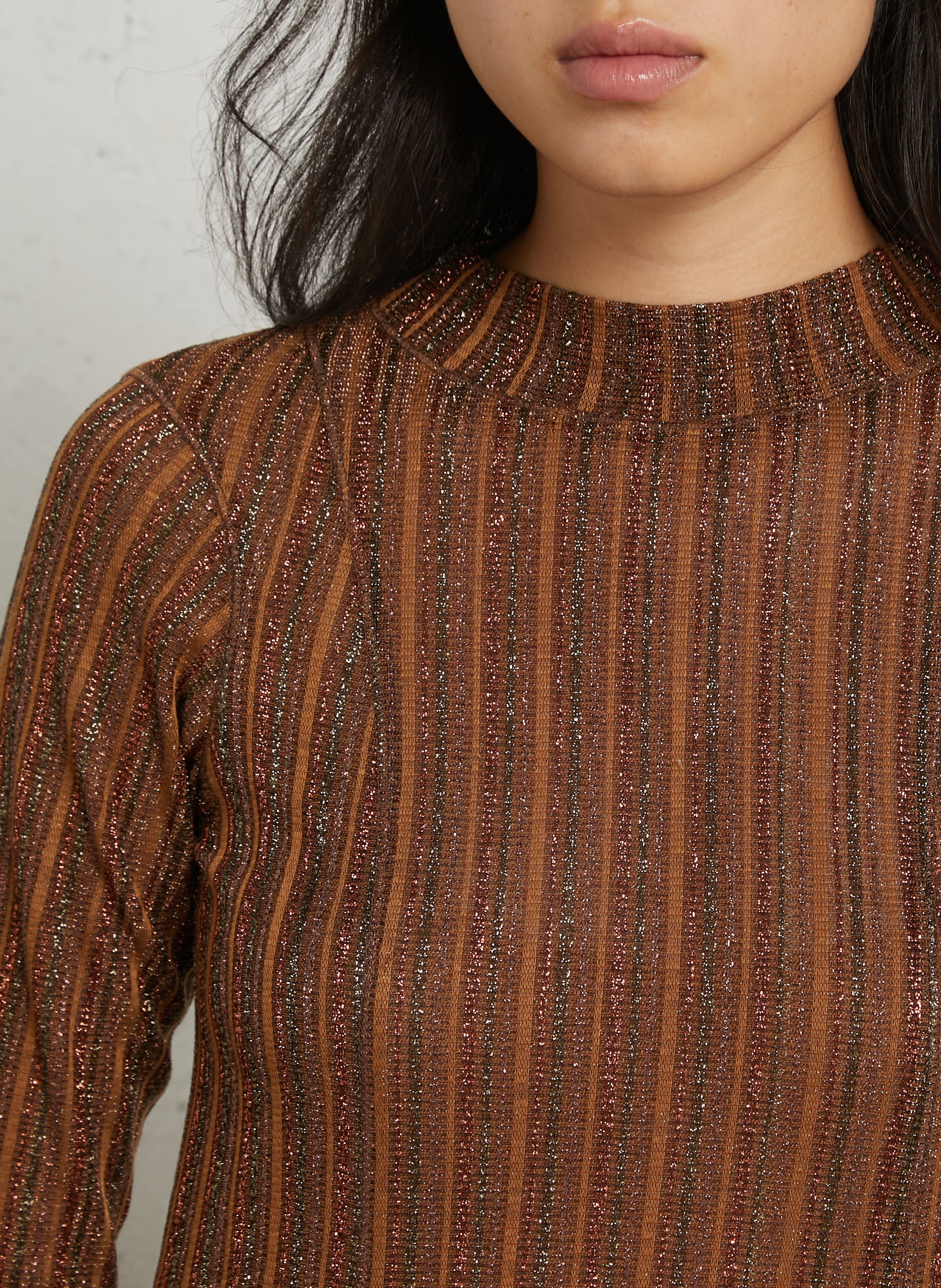 Fitted Sequin Long Dress MOMONI Brown