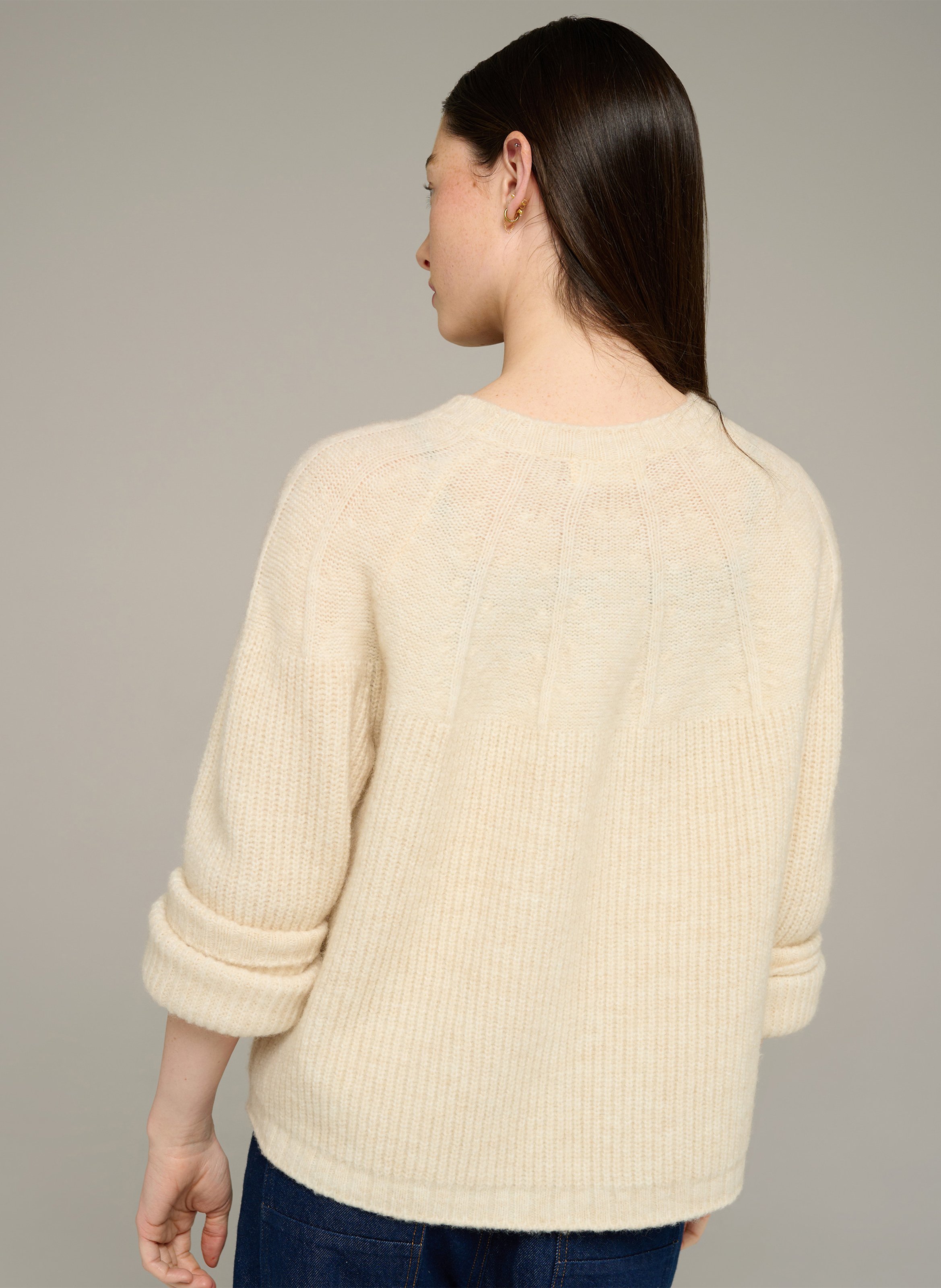 Loose-fit ribbed-knit sweater with round neck COTELAC ACOTE Beige