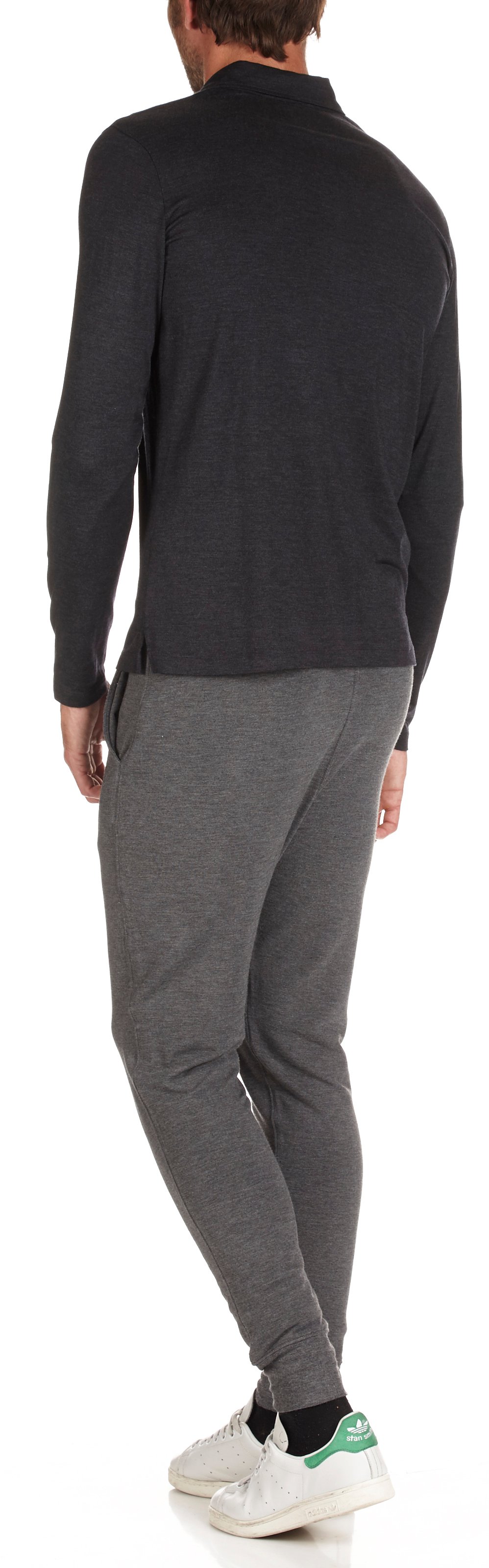 Long-sleeved jersey polo shirt MAJESTIC FILATURES Grey