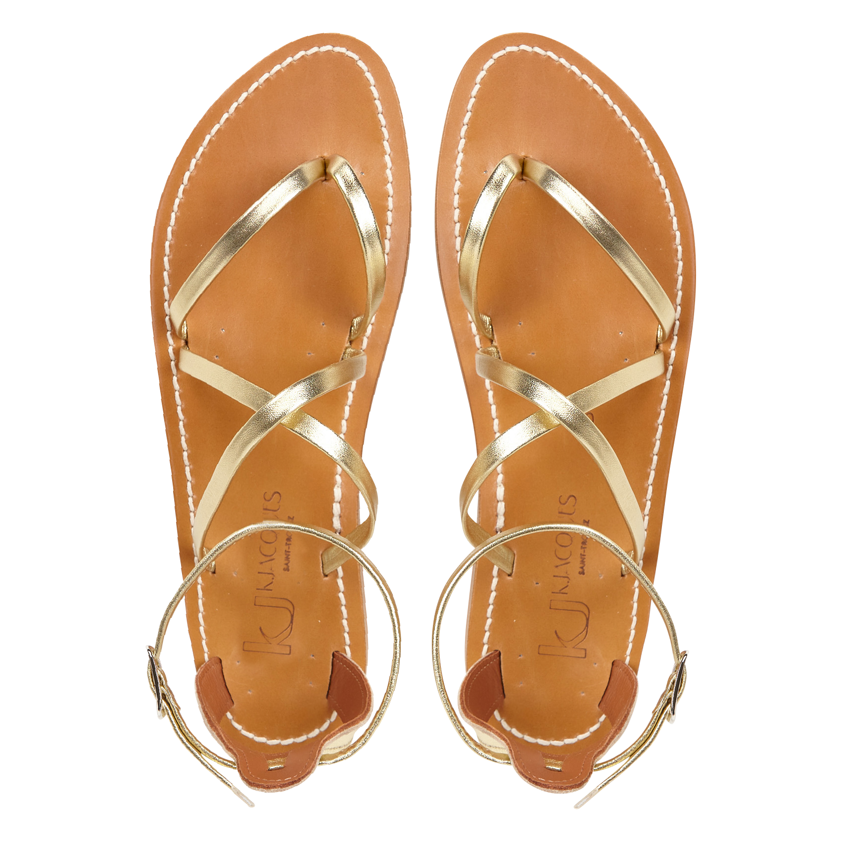 Tropéziennes flat leather sandals K JACQUES Golden