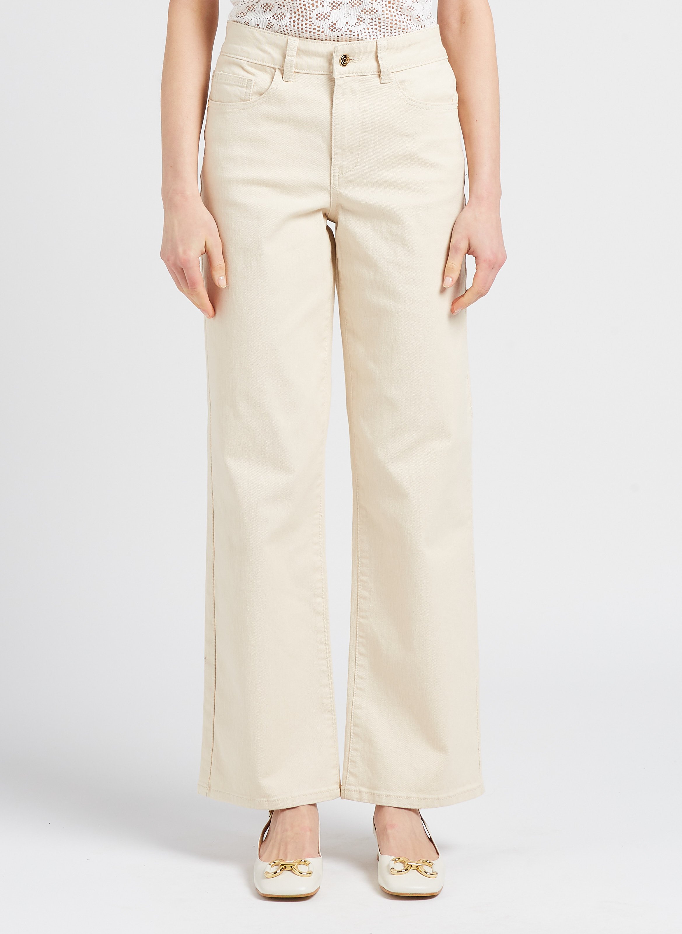 Wide-leg Cotton Jeans Sandshell Object - Women - 23037484-13-0907 TCX ...