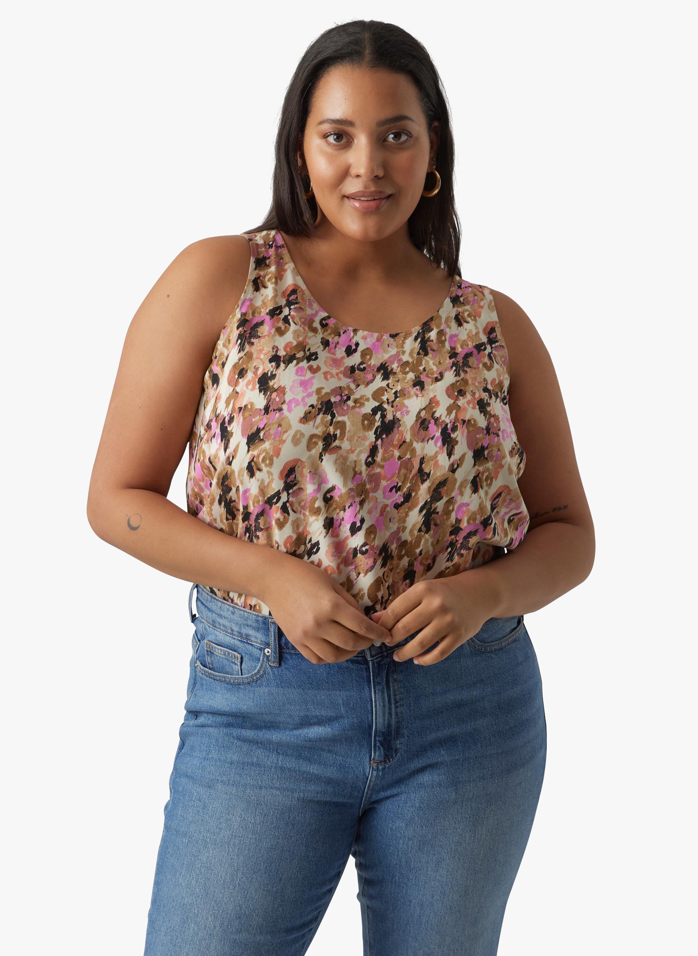 Top col rond droit à imprimé VERO MODA CURVE Multicolore