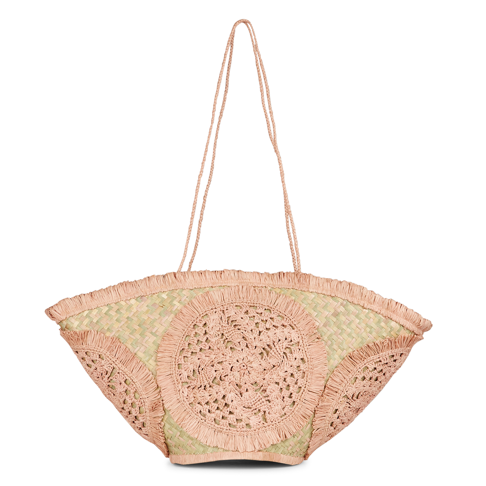 Panier shopping en dentelle de raphia  SANS ARCIDET Rose