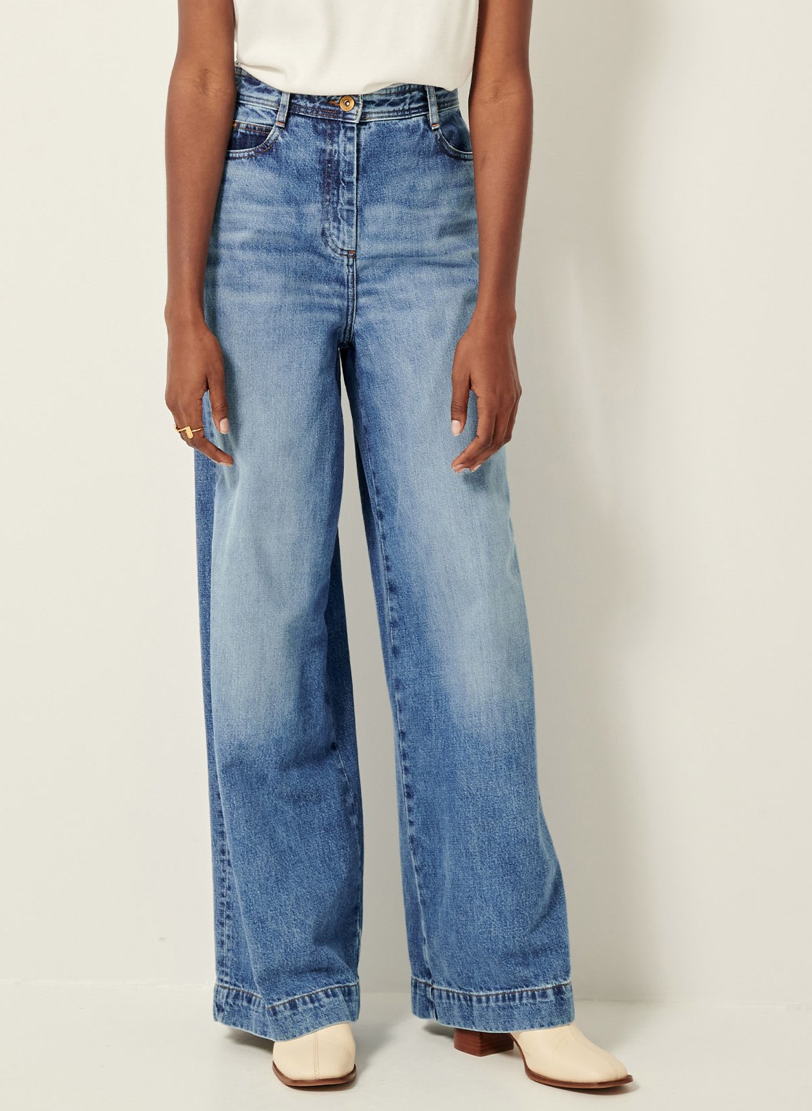 Jean ample taille haute en coton SESSUN Bleu