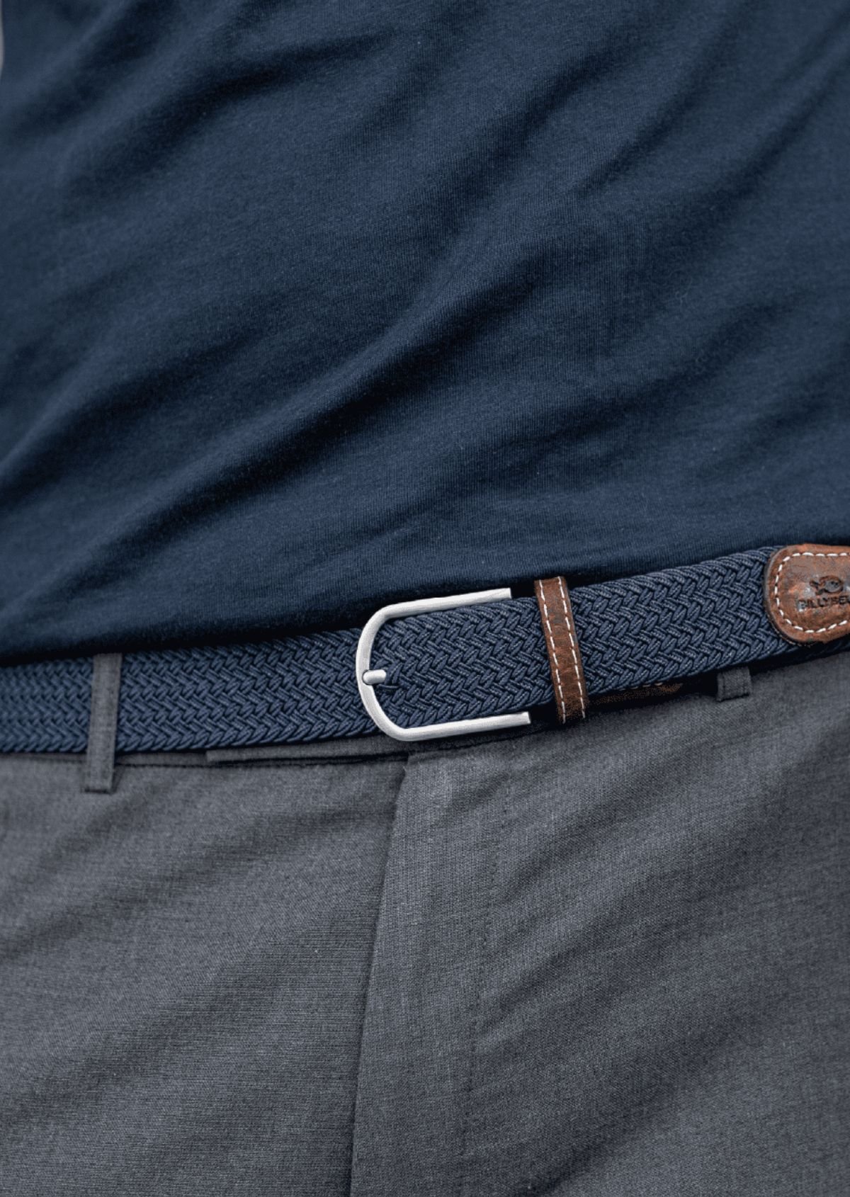 Solid Elastic Braided Belt BILLYBELT Blue