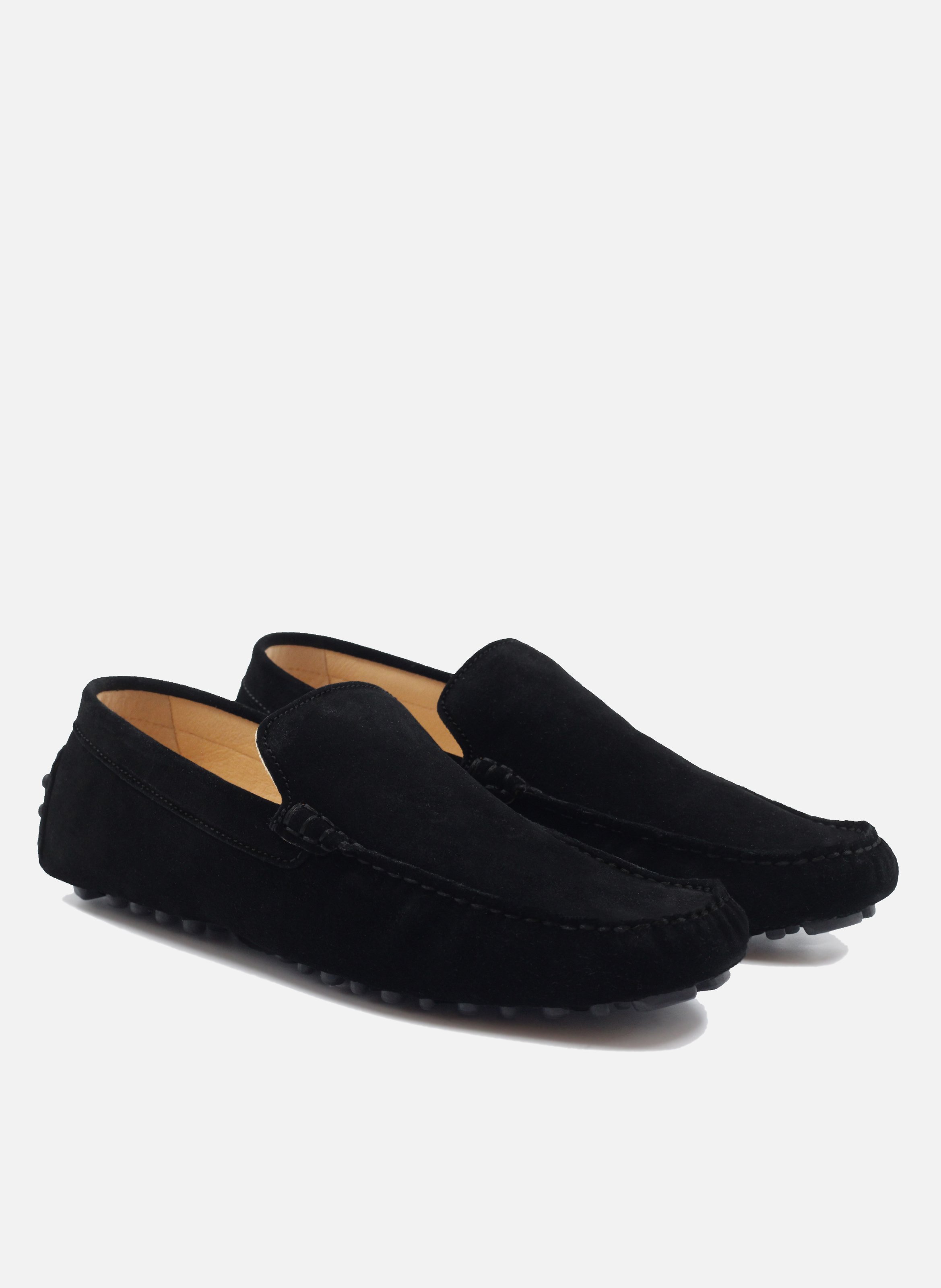 Suede leather pin loafers JULES & JENN Black