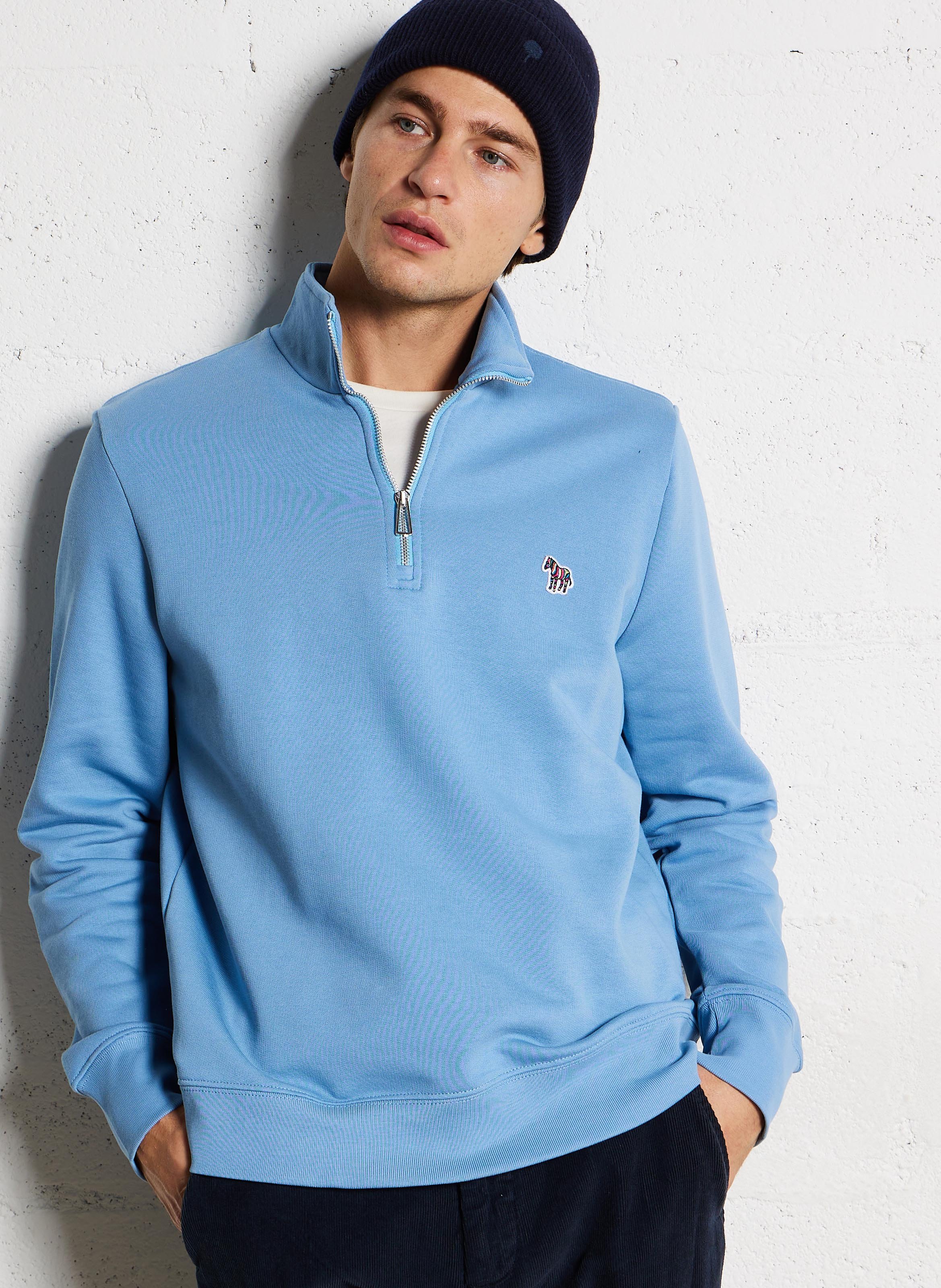 Pullover mit Reißverschluss aus Bio-Baumwolle PAUL SMITH Blau