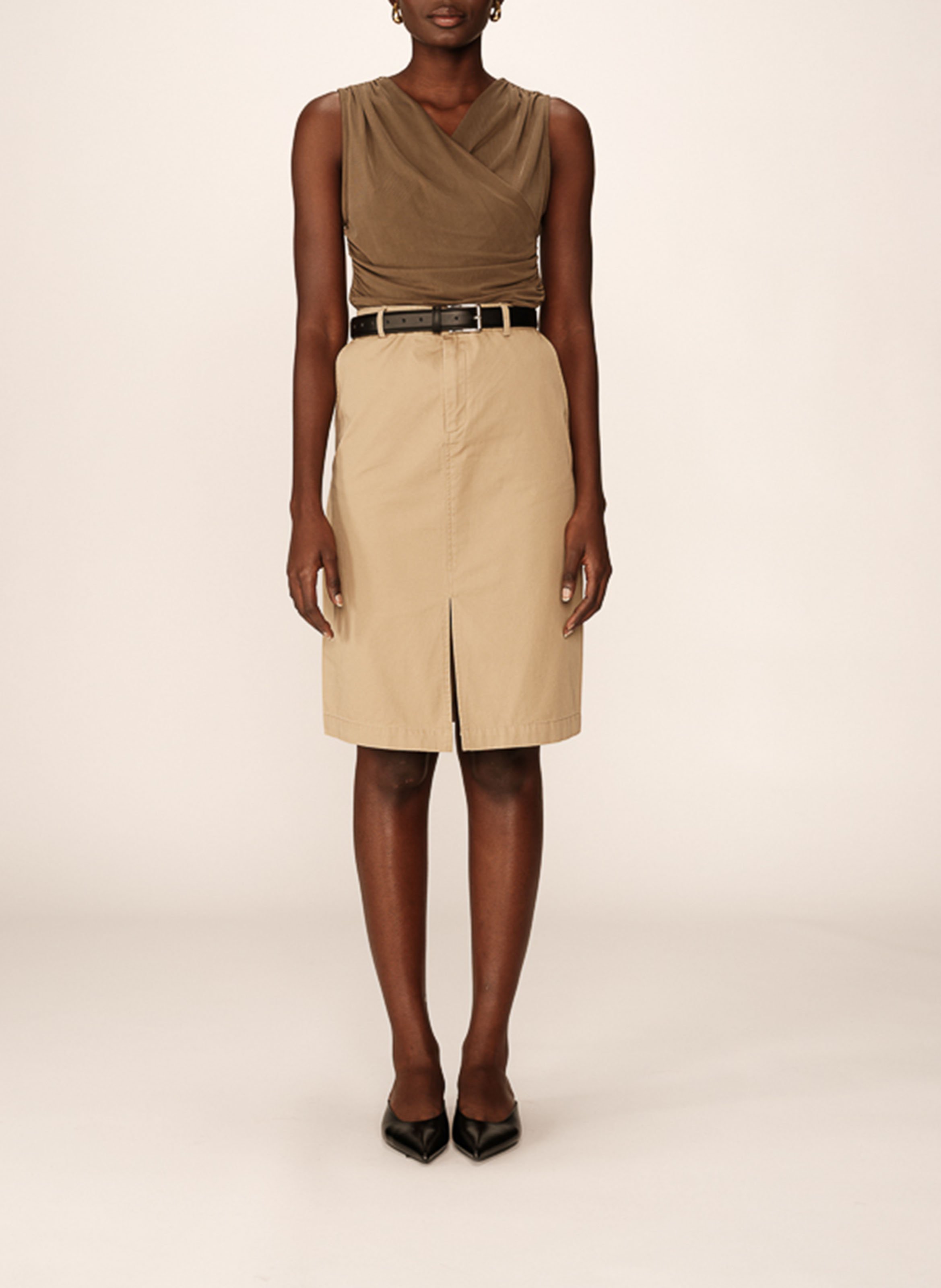 Split pencil skirt with pockets GRACE ET MILA Beige