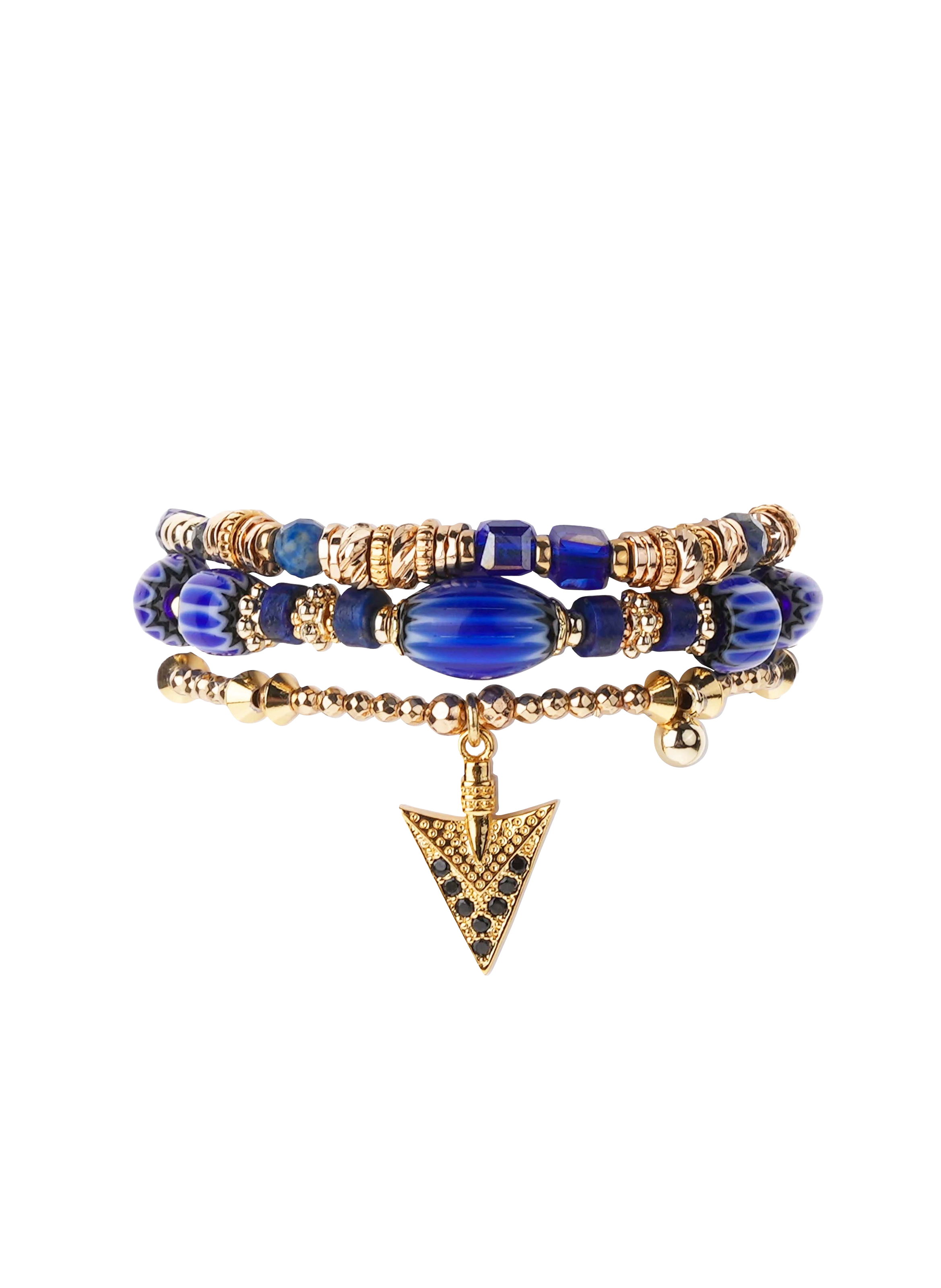 Adjustable multilayer bracelet with beads HIPANEMA Blue