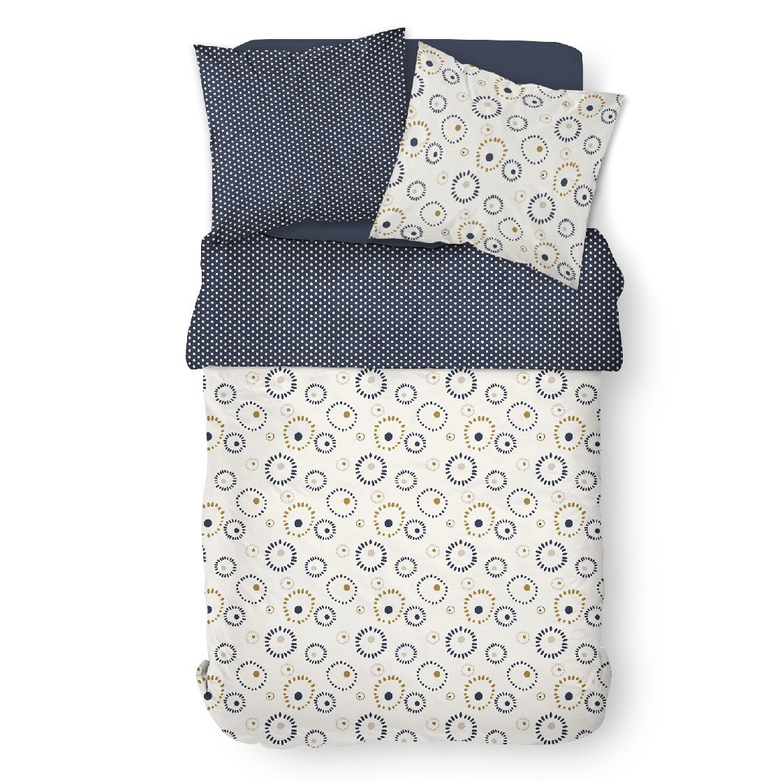 Printed cotton bedding set Beige