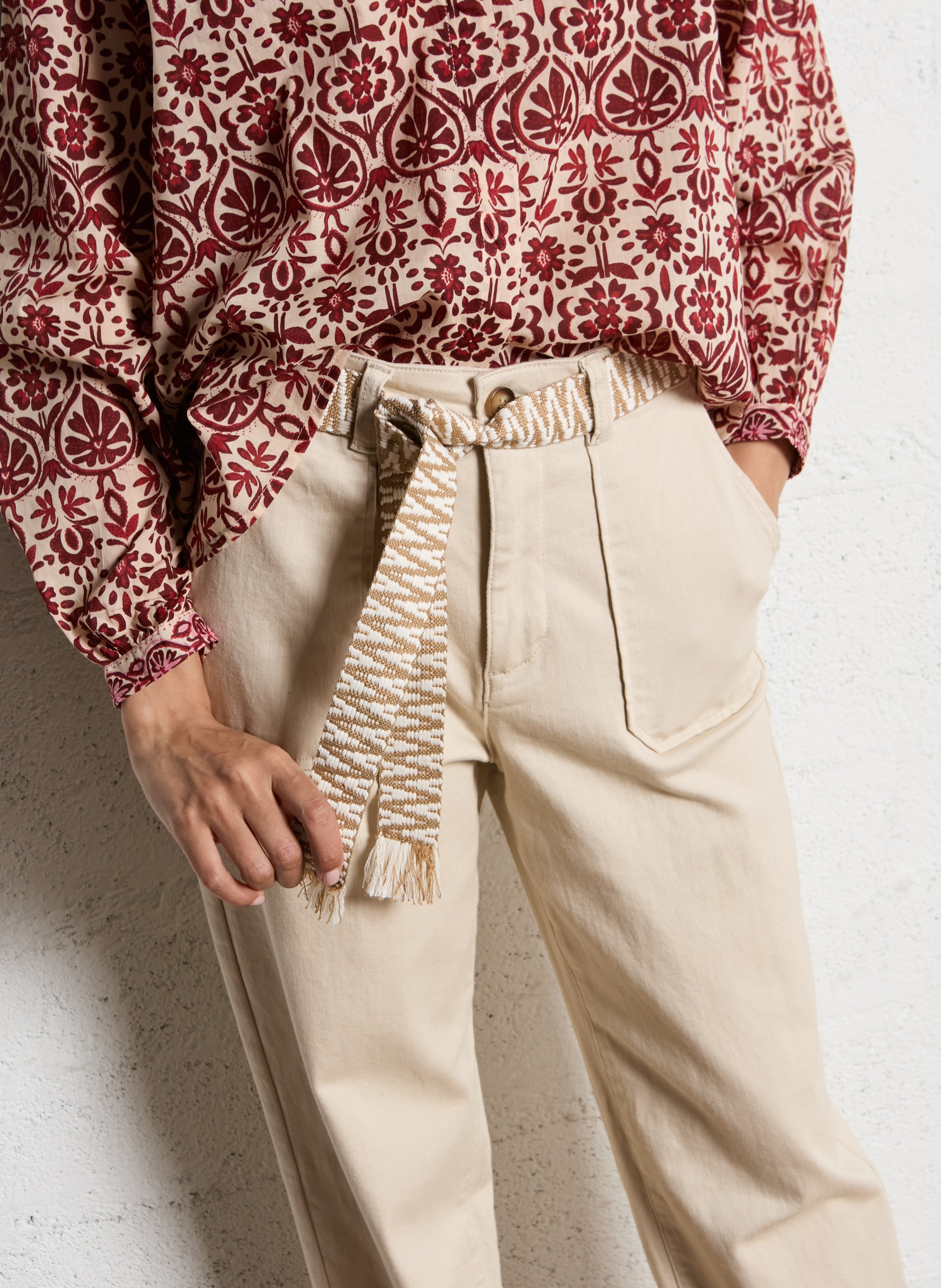 Straight-leg cotton velvet pants LA PETITE ETOILE Beige