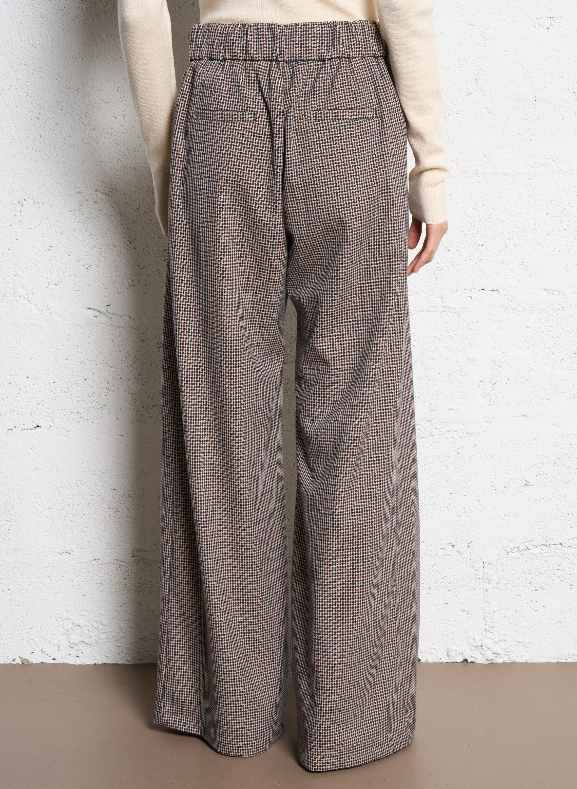 Pantalon large taille haute imprimé SUNCOO Beige