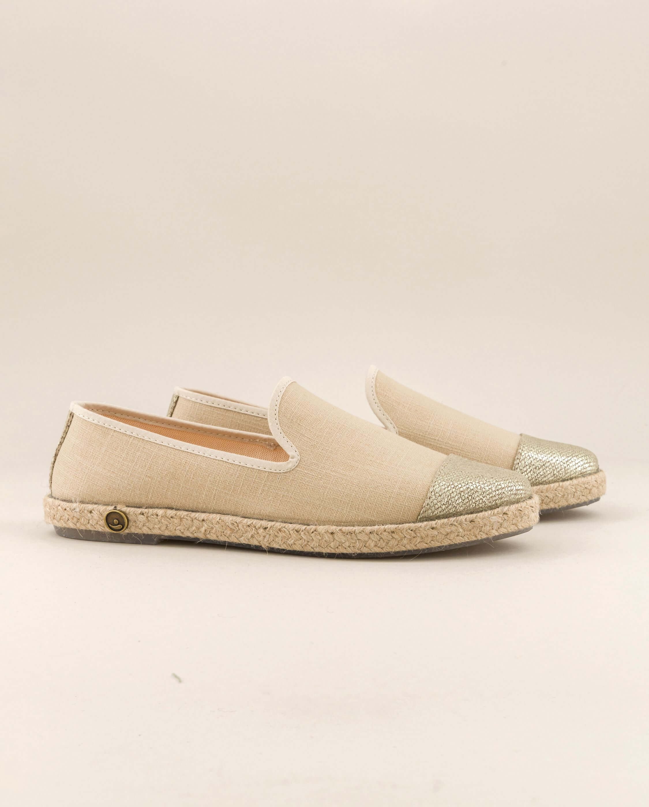 Women's linen espadrilles, golden sand ANGARDE Beige