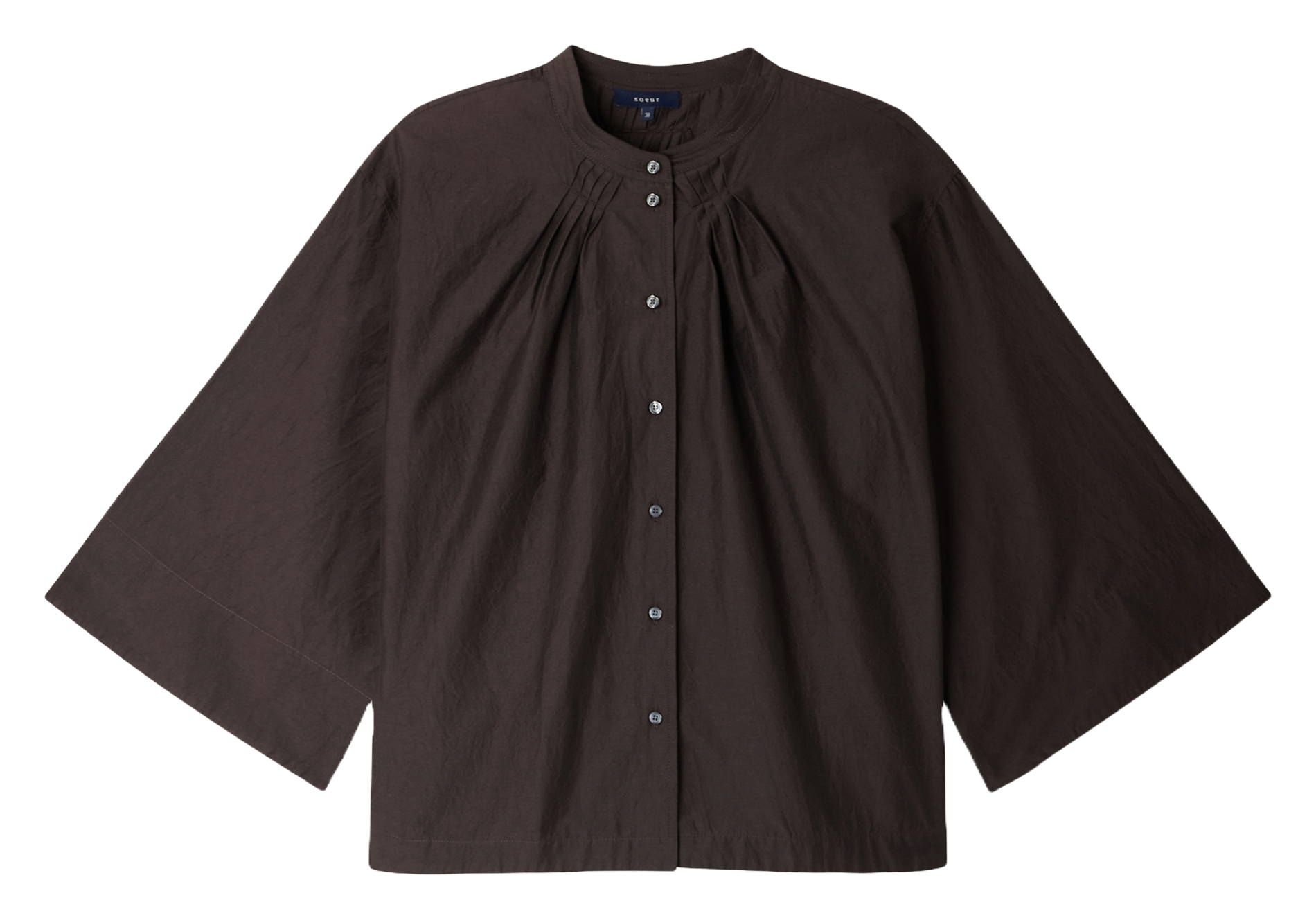 Round-neck cotton-blend blouse SOEUR Brown