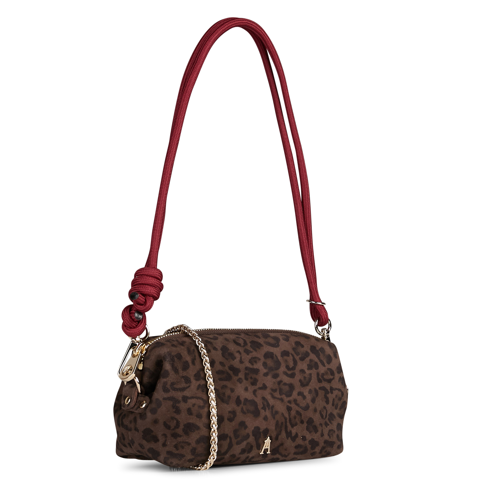 Sac bandoulière en laine de mouton à motif léopard CRAIE STUDIO Marron