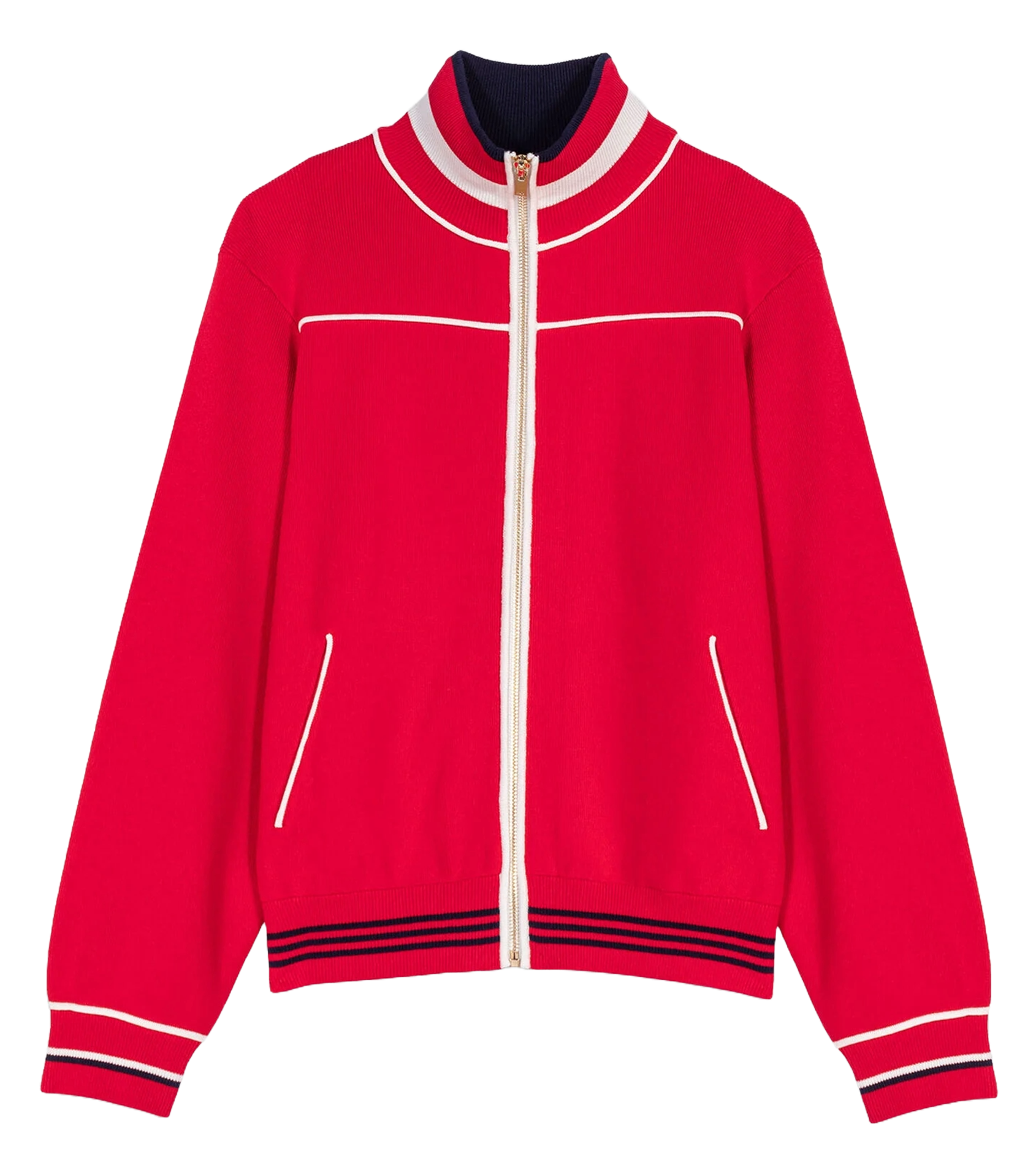 Striped Solid Zip-Up Jacket MAJE Red