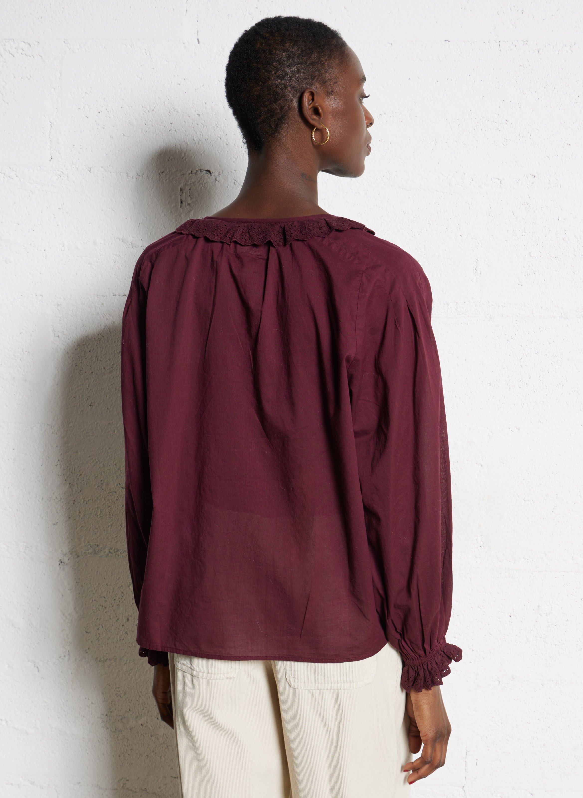 Cotton V-neck blouse DES PETITS HAUTS Purple