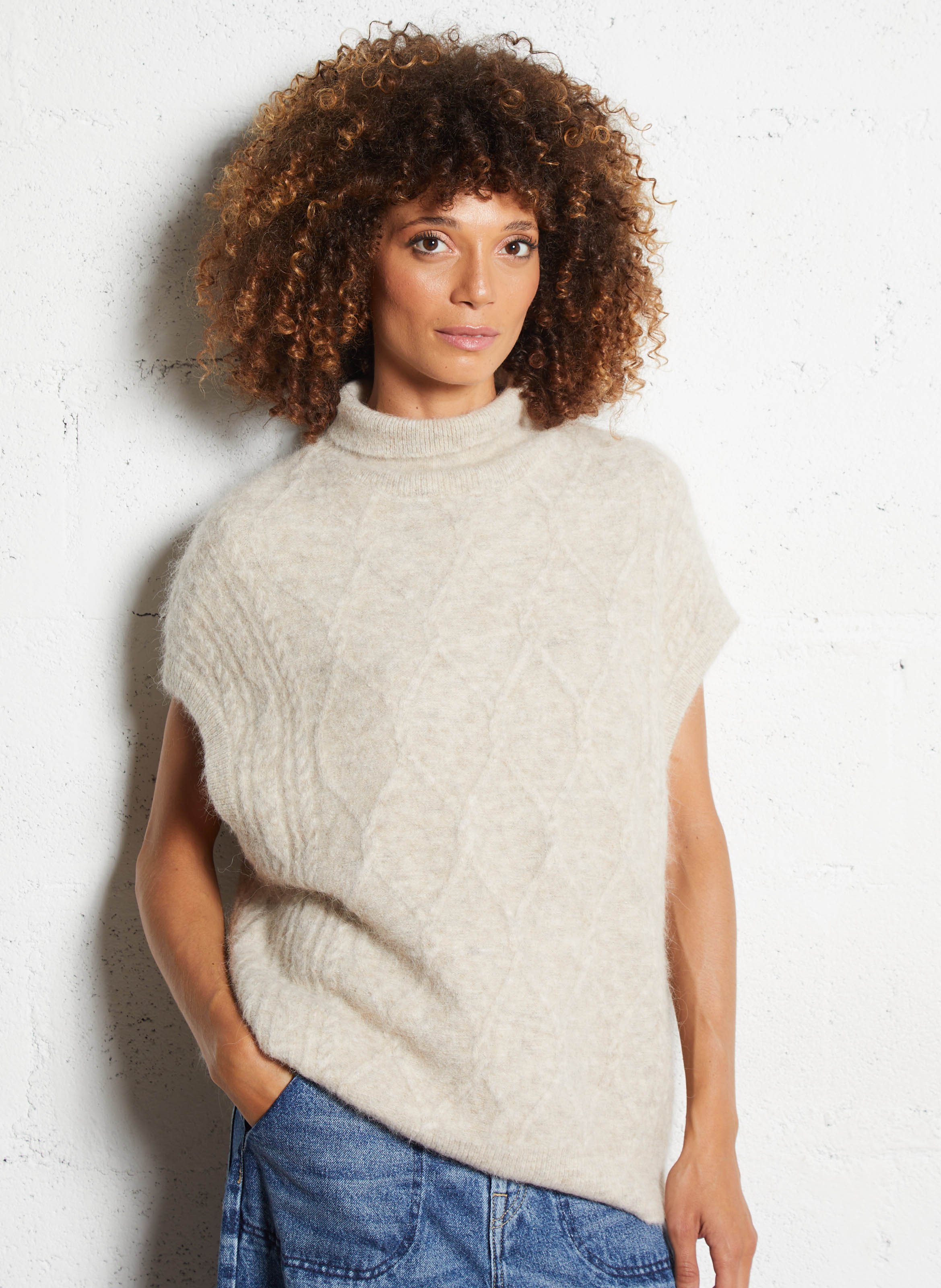 Coltrui van wolmix BELLEROSE Beige