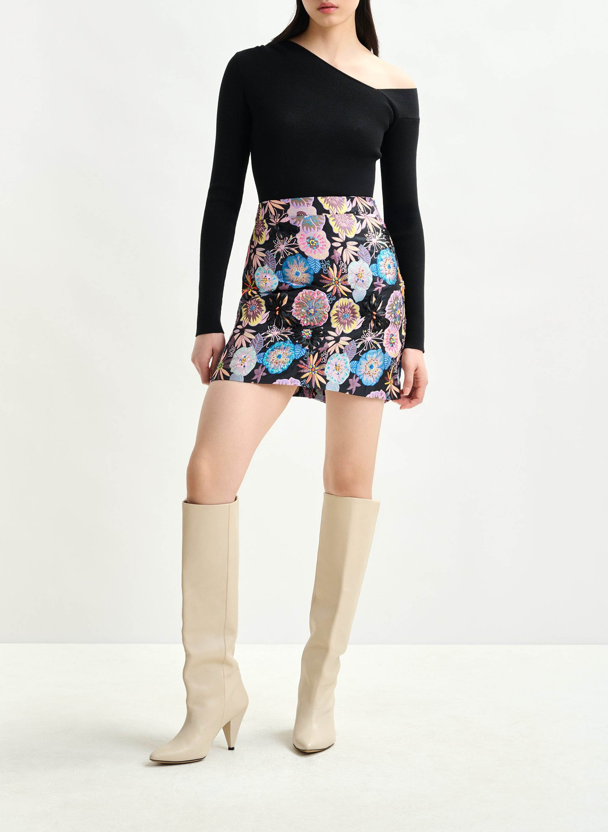 Jupe courte en jacquard brodé ESSENTIEL ANTWERP Multicolore