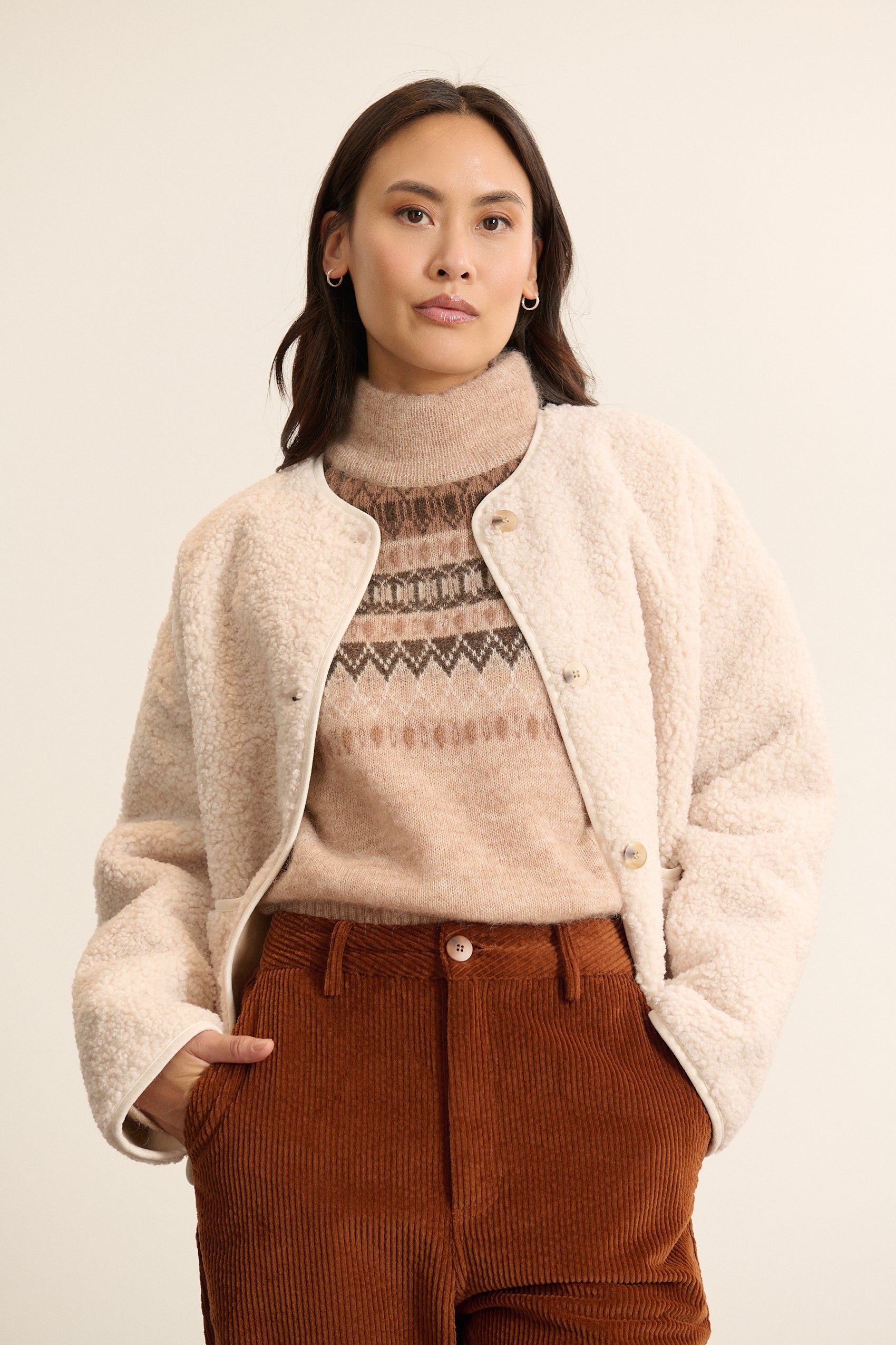 Short sheepskin coat GARANCE PARIS White