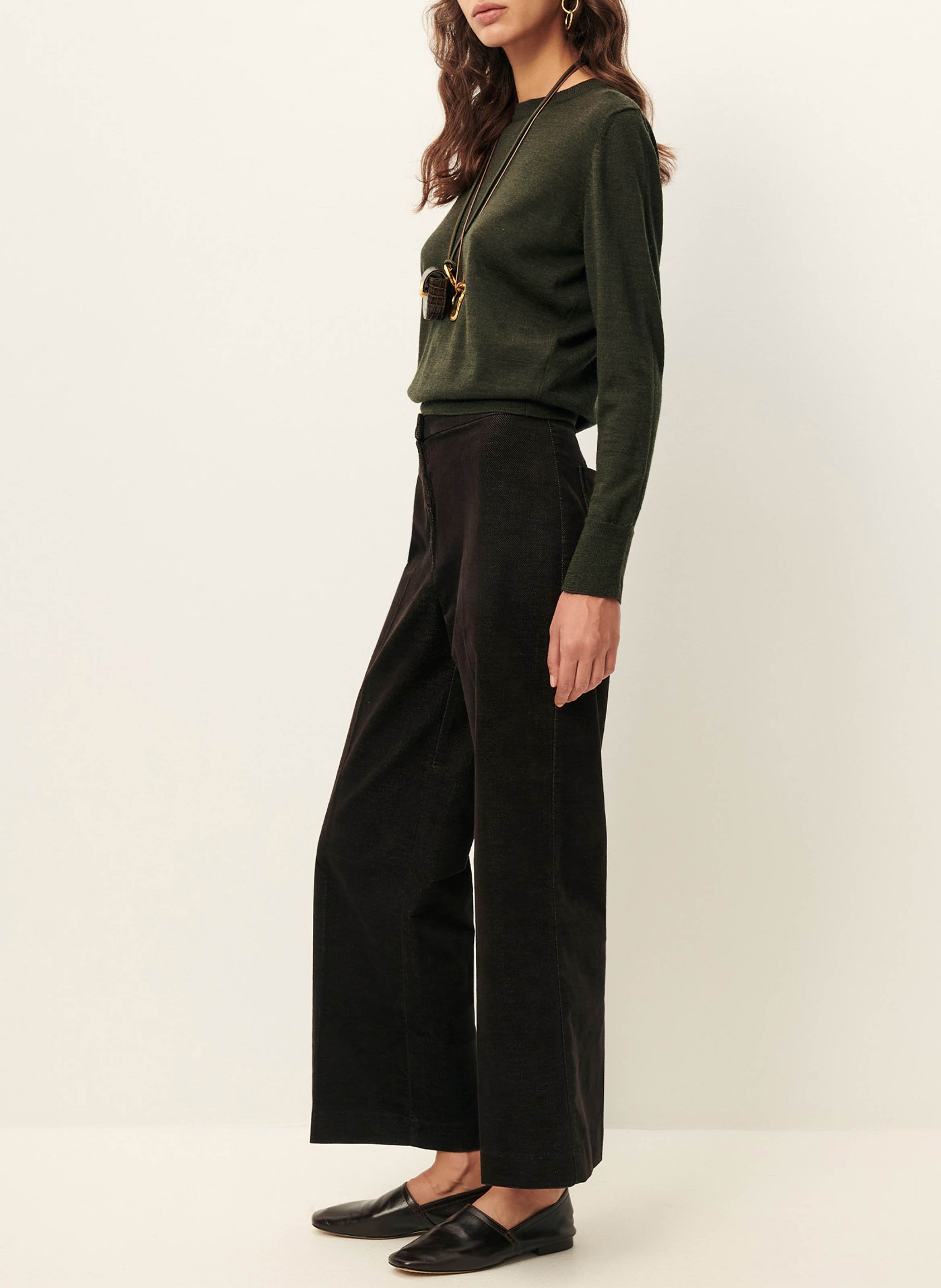 Wide-leg cotton-blend velvet pants SESSUN Brown