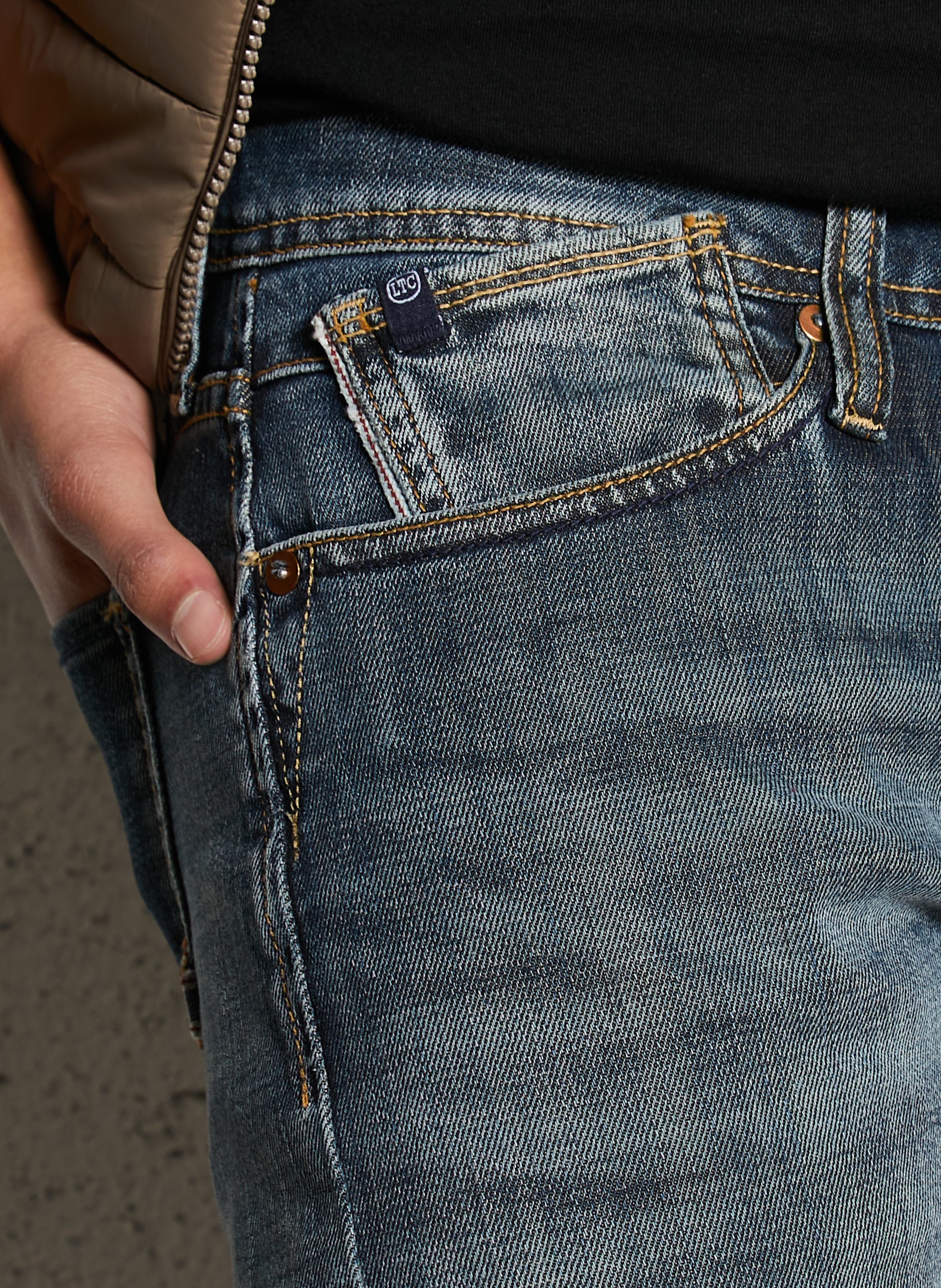 Fitted cotton blend jeans LE TEMPS DES CERISES Blue