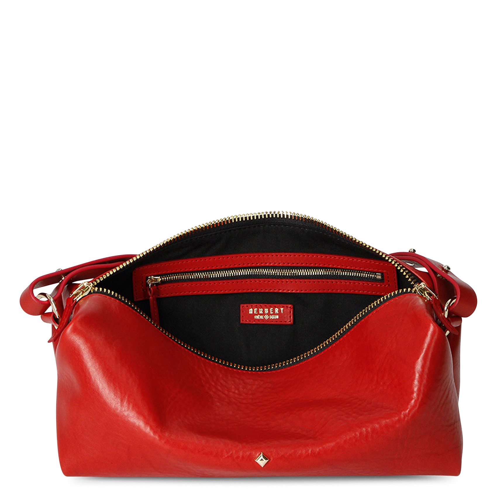 Sac porté épaule en cuir HERBERT FRERE SOEUR Rouge
