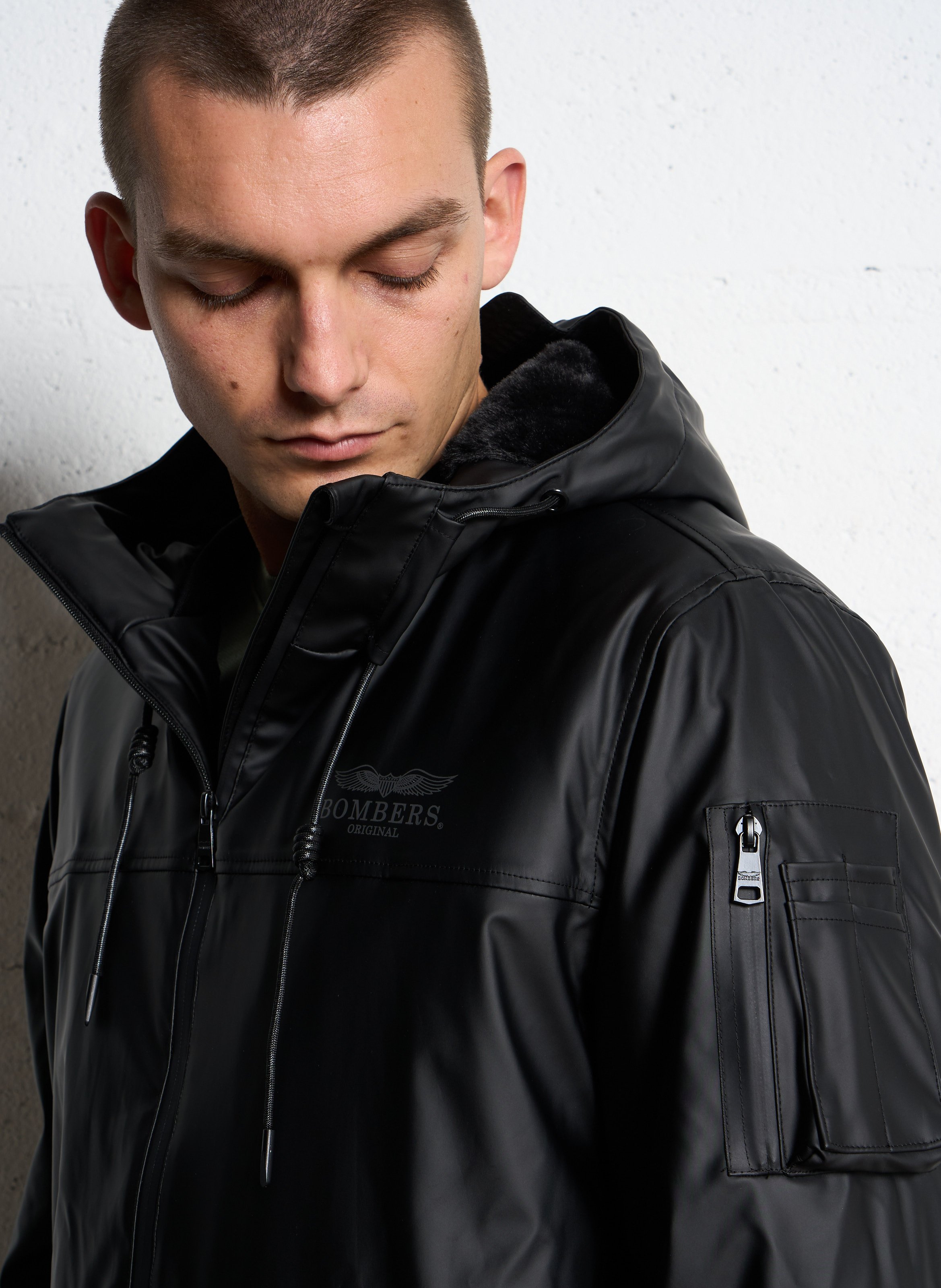 Veste droite zippée à capuche BOMBERS ORIGINAL Noir