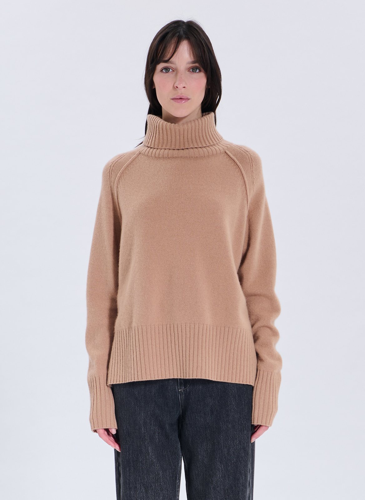 Cashmere polo neck sweater ZAPA Brown