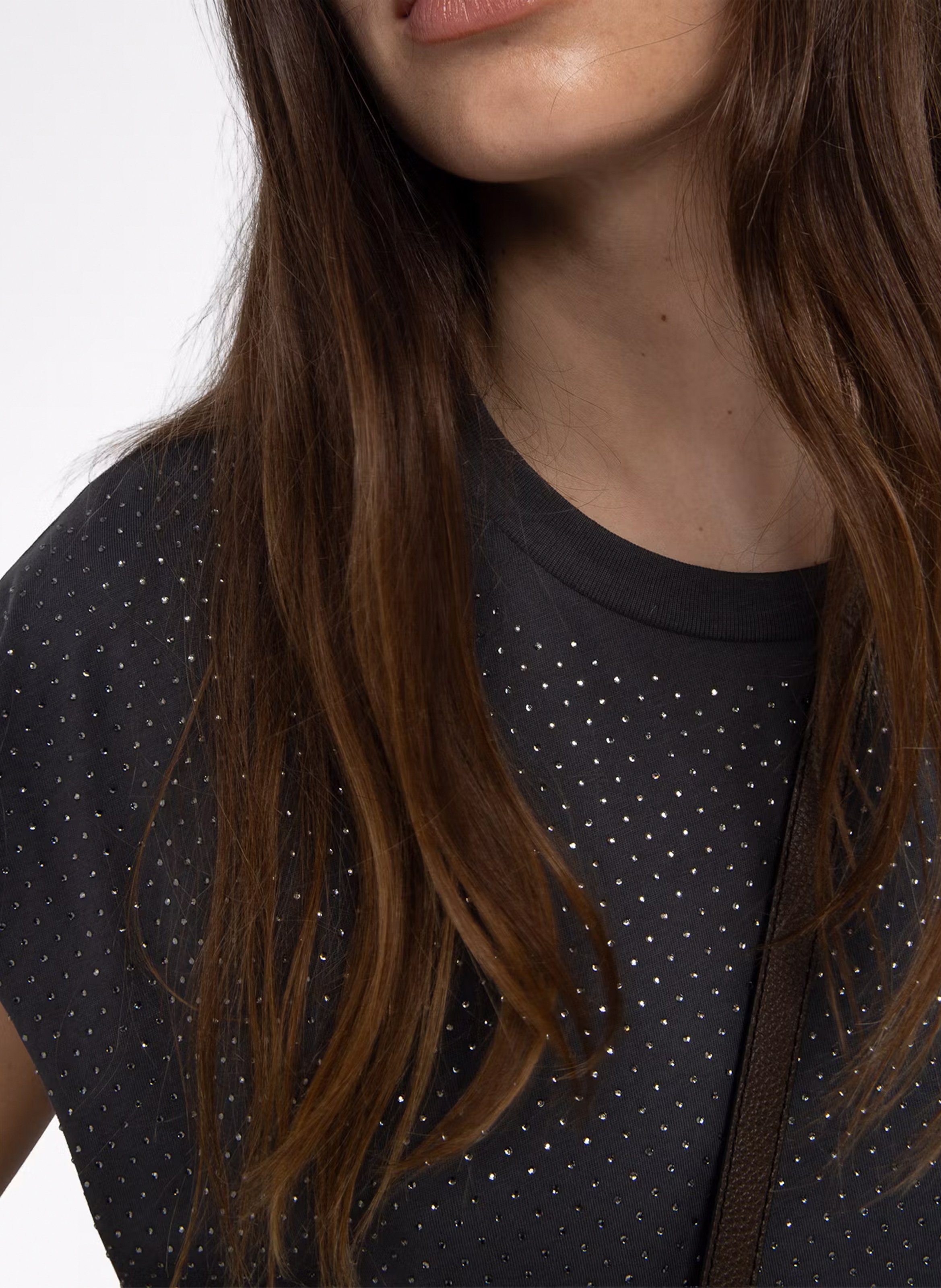 Straight round neck T-shirt with rhinestones ZADIG&VOLTAIRE Grey