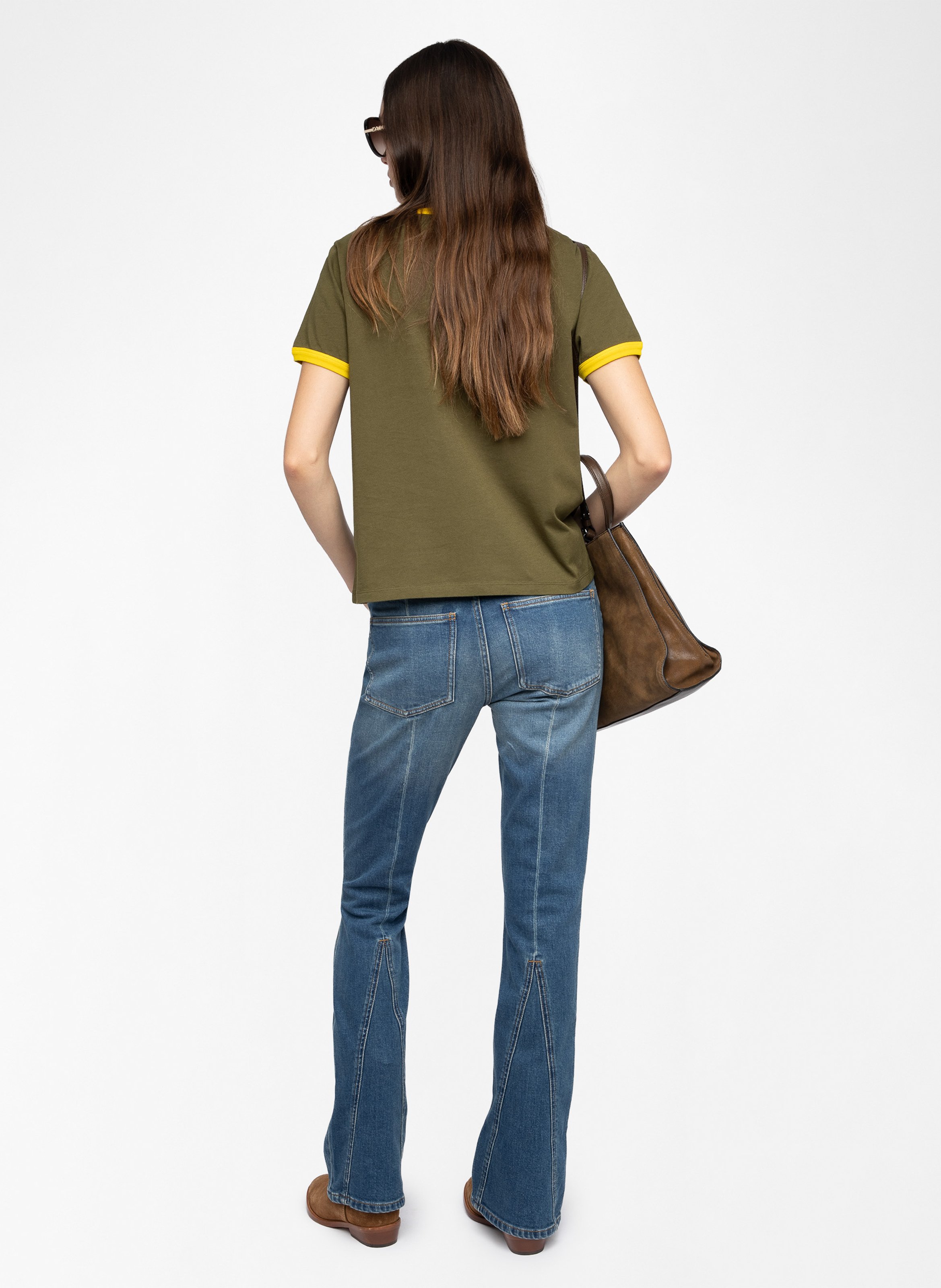 Straight embroidered cotton T-shirt ZADIG&VOLTAIRE Green