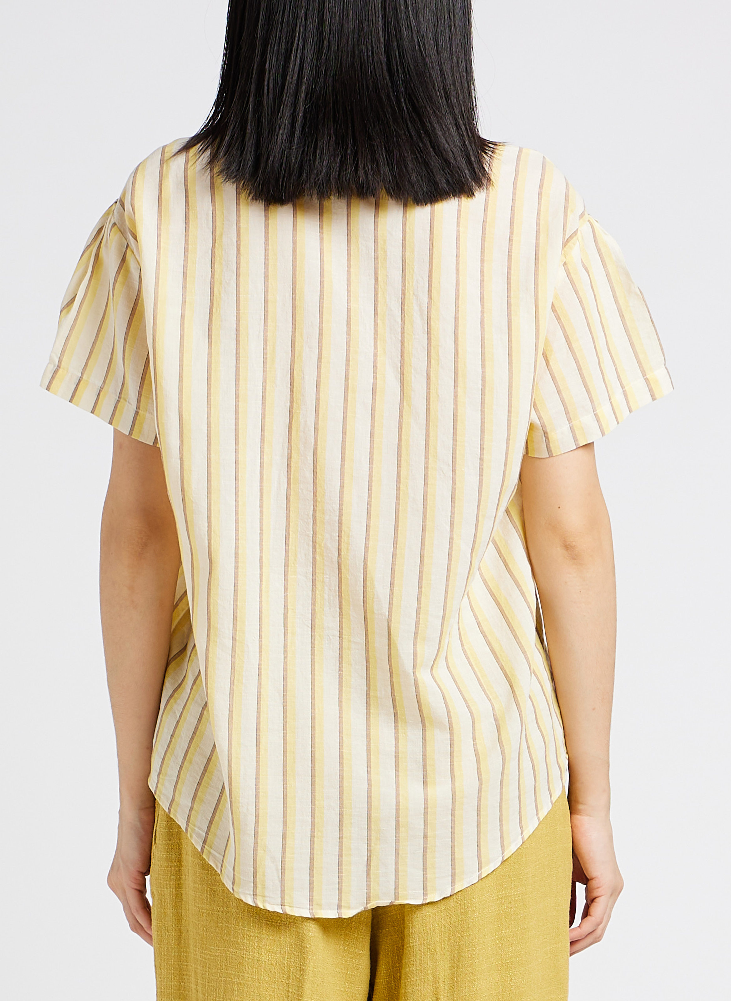 Ruimvallend overhemd met klassieke kraag | katoenblend POMANDERE Gestreepte