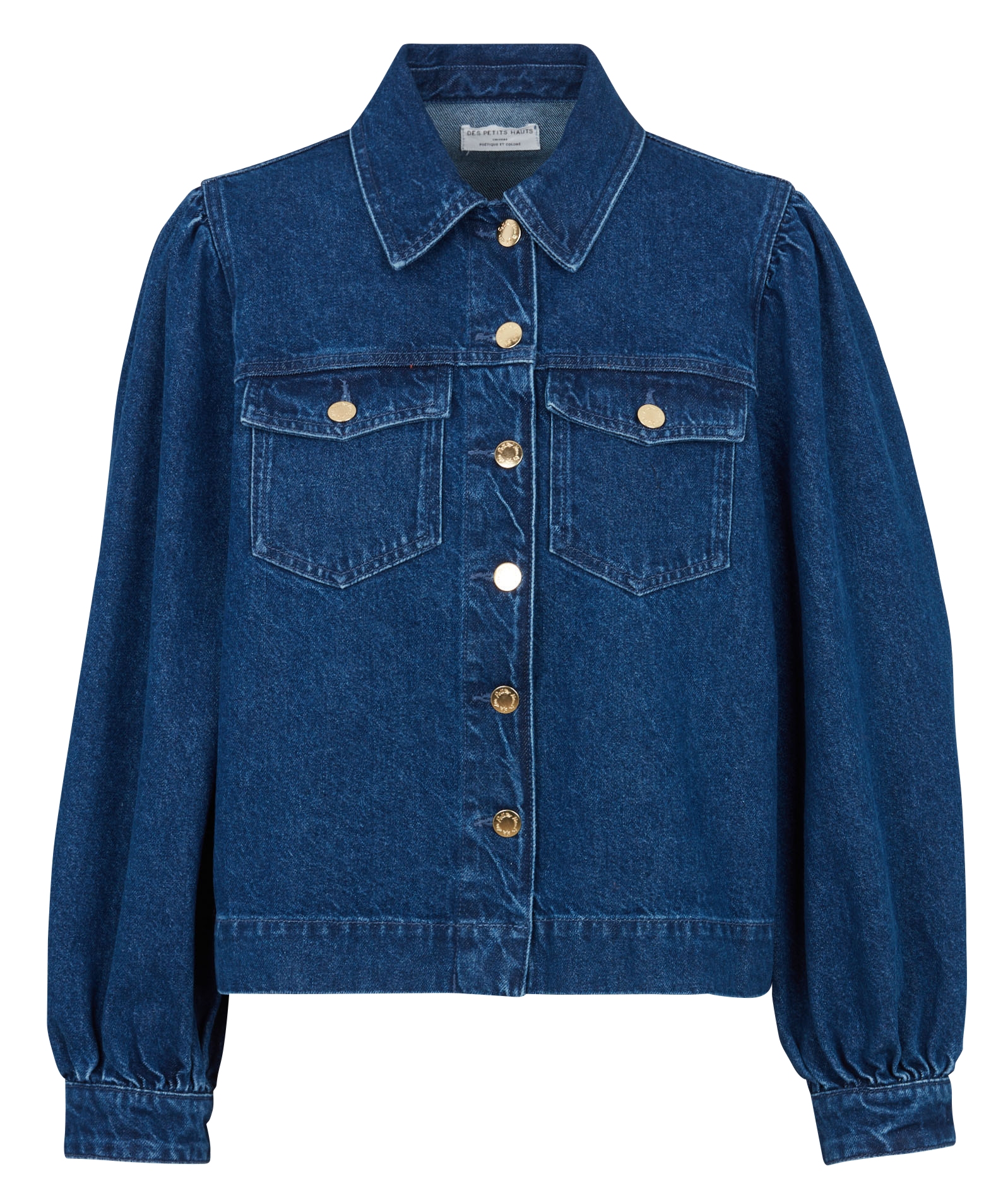 Buttoned straight denim jacket DES PETITS HAUTS Blue
