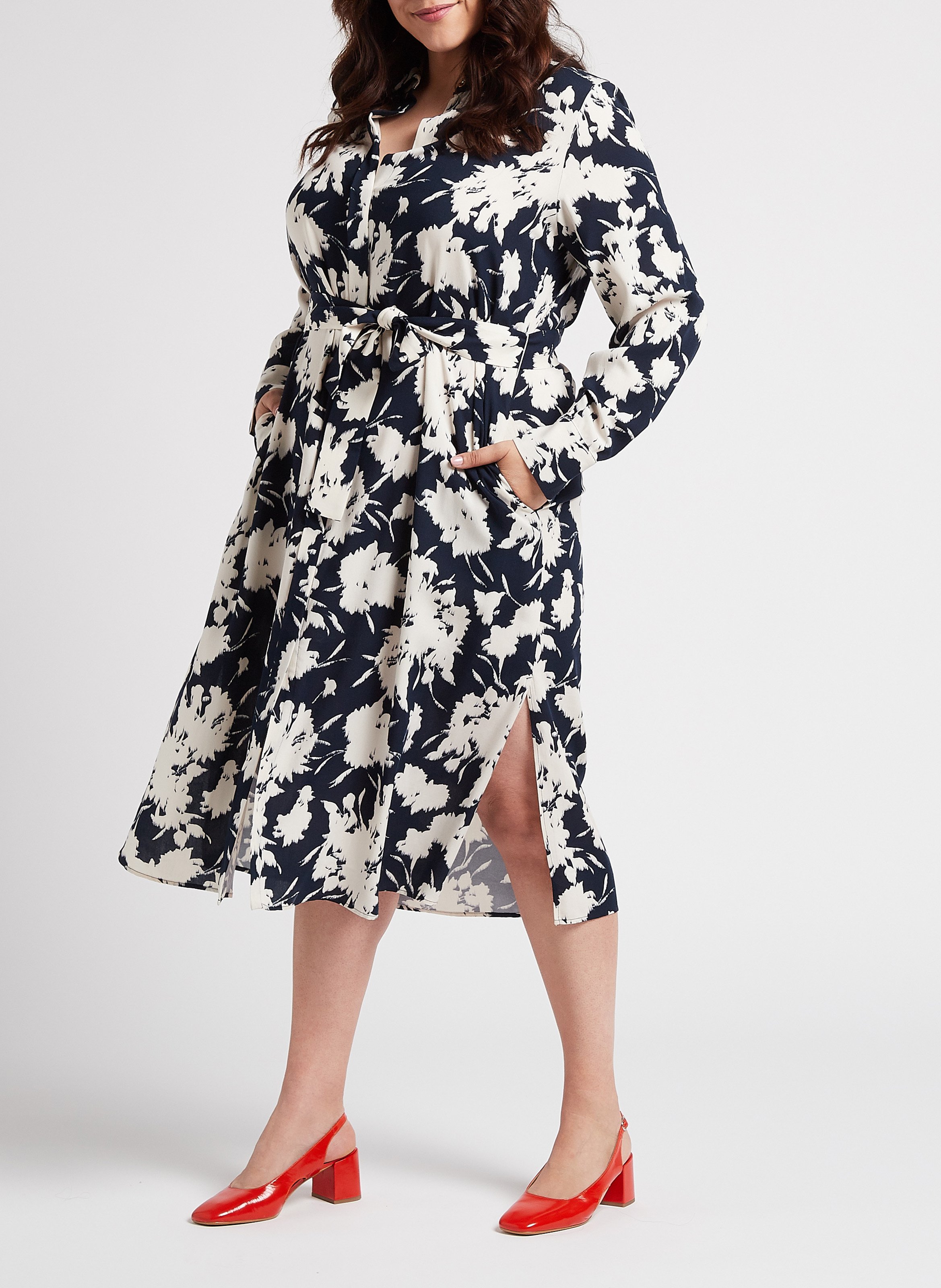 Fließendes Midikleid mit Print PERSONA by Marina Rinaldi Blau