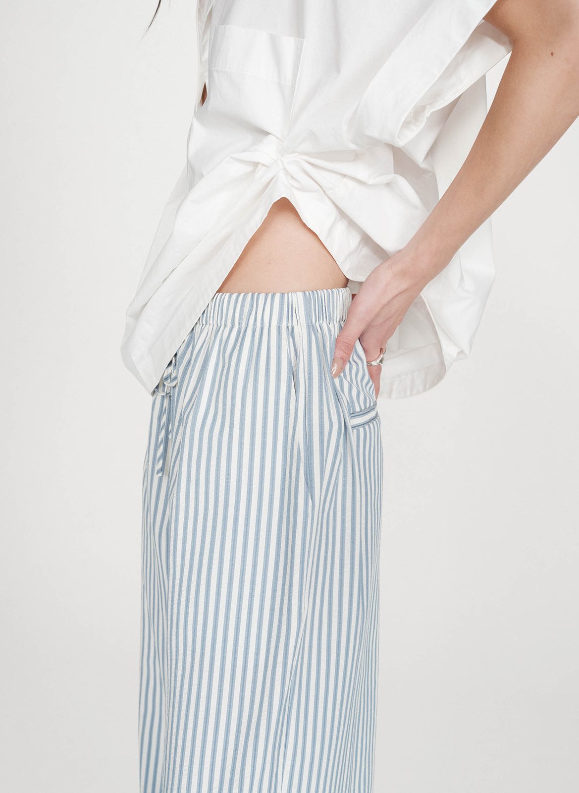 Pantalon large dn coton mélangé GRACE ET MILA Bleu